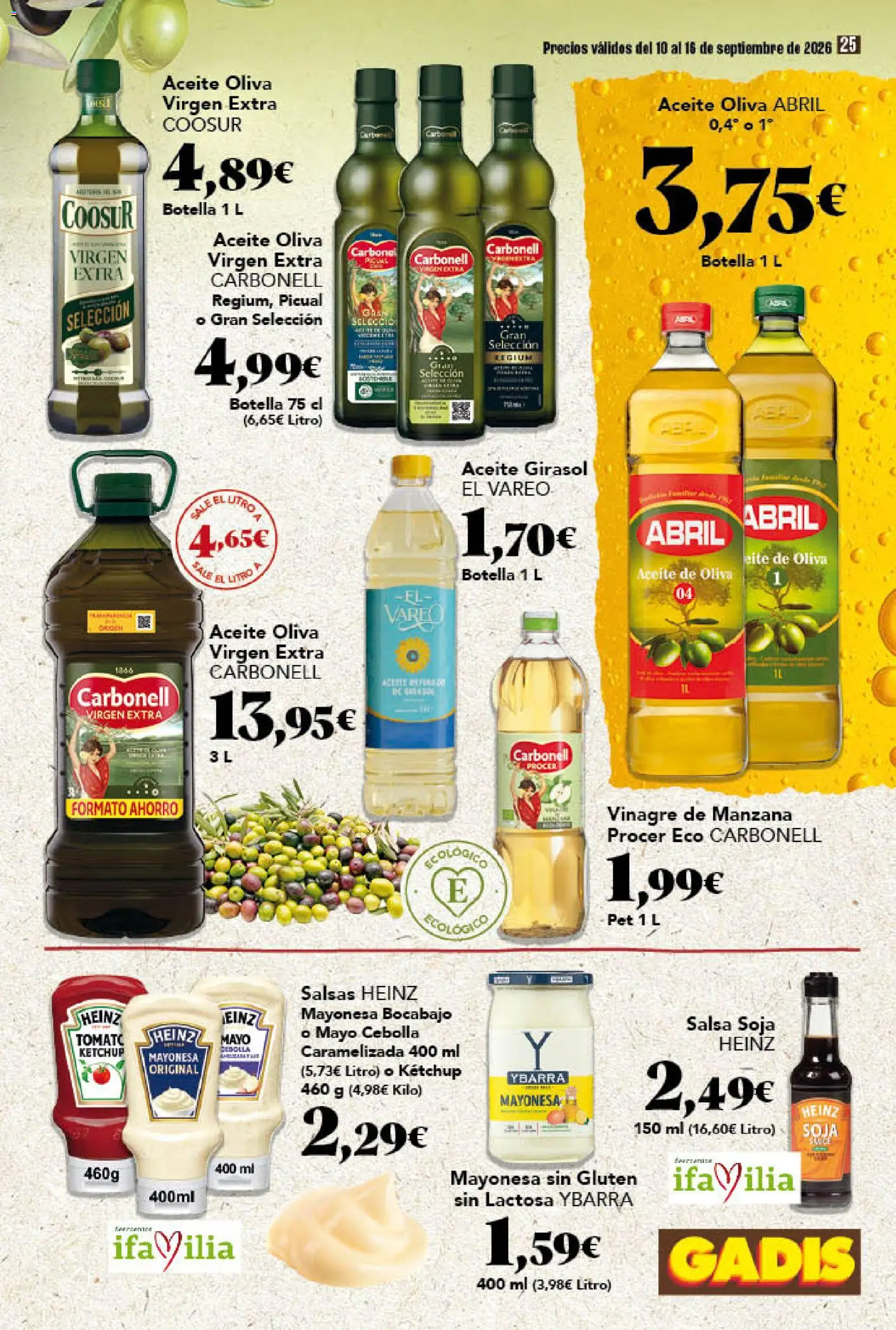 Gadis folleto │ válido desde el 10/09/2026 | Página: 25 | Productos: Salsas, Manzana, Aceite de oliva, Mayonesa