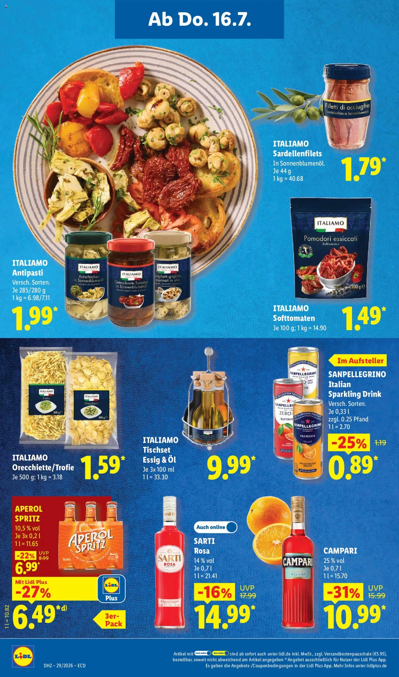 Lidl Prospekt – gültig ab 13.07.2026 | Seite: 60 | Produkte: Öl, Essig, Sonnenblumenol, Pasta
