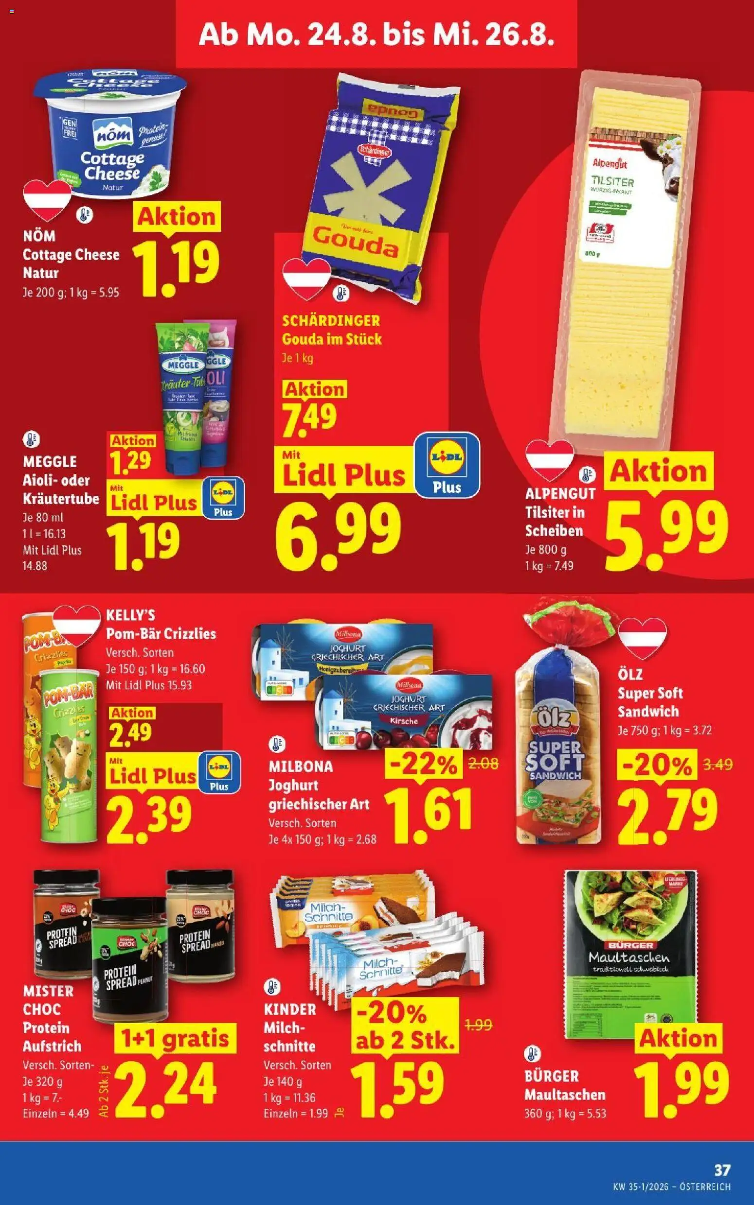 Lidl - Flugblatt gültig ab 20.08.2026 | Seite: 44 | Produkte: Burger, Milch, Joghurt