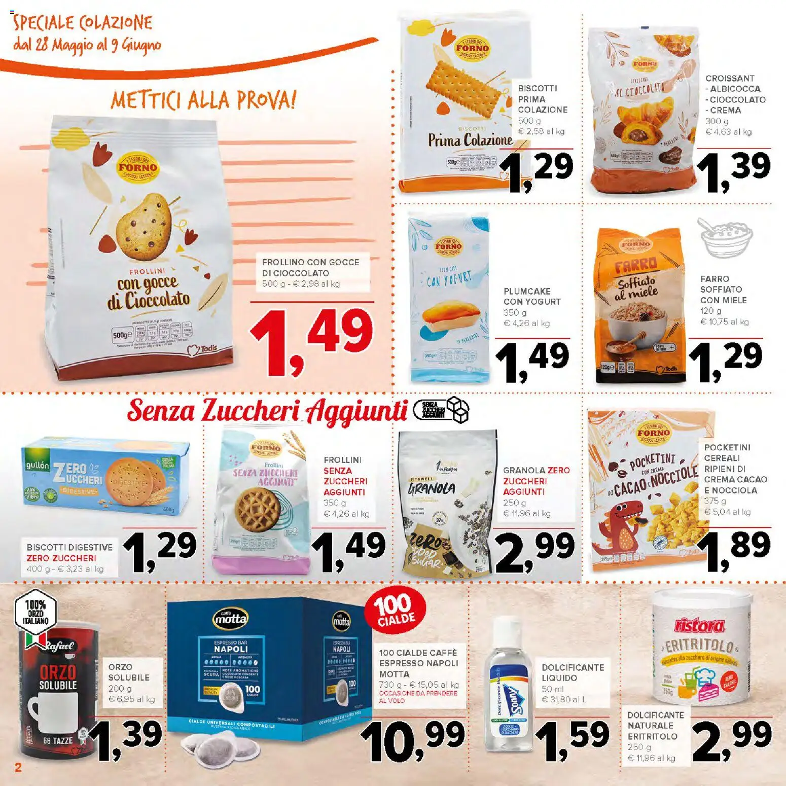Volantino Todis del 28.05.2026 | Pagina: 2 | Prodotti: Crema, Nocciole, Miele, Farro