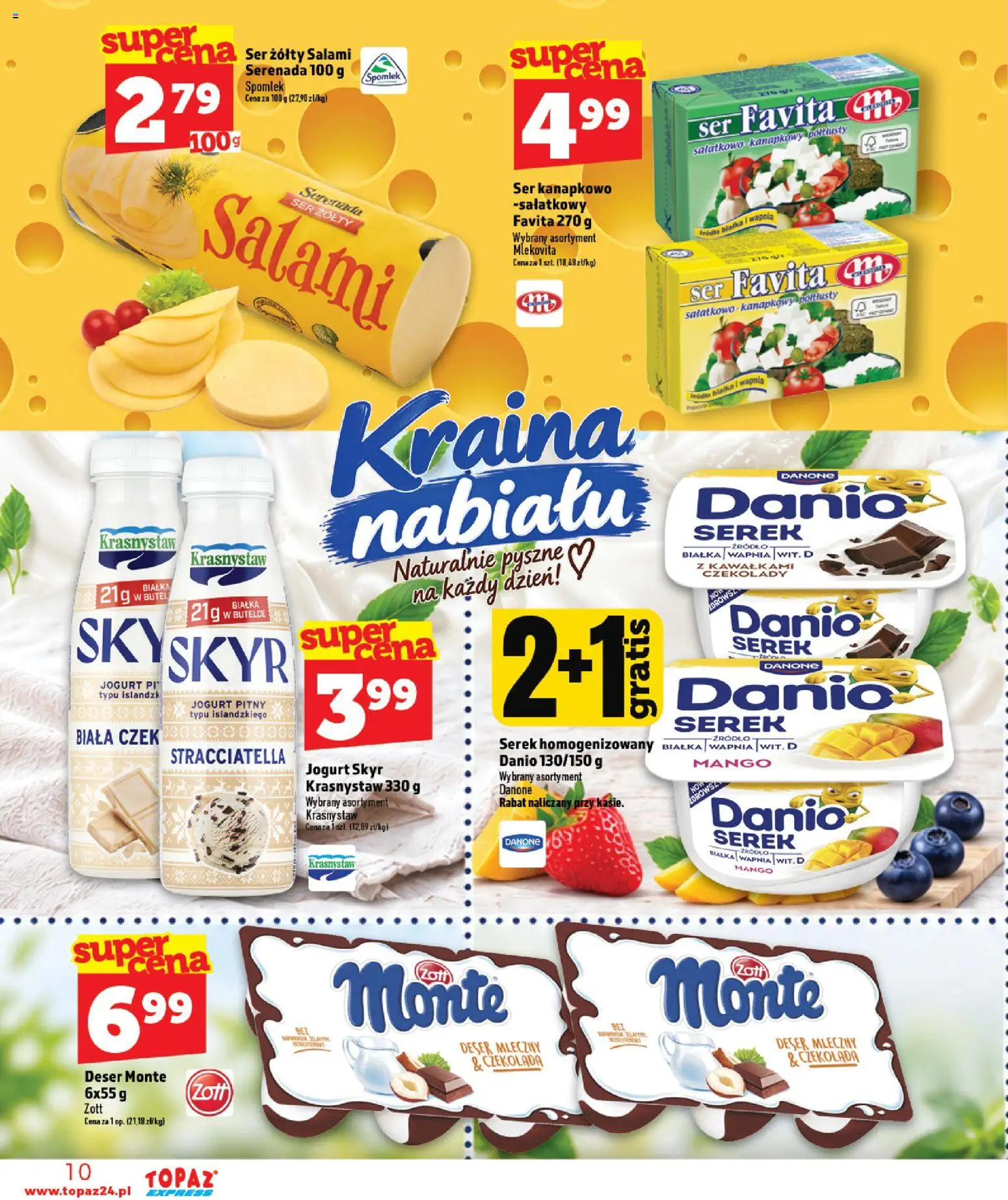 Topaz gazetka - Express od 29.10.2026 | Strona: 10 | Produkty: Ser żółty, Jogurt pitny, Czekolada, Skyr