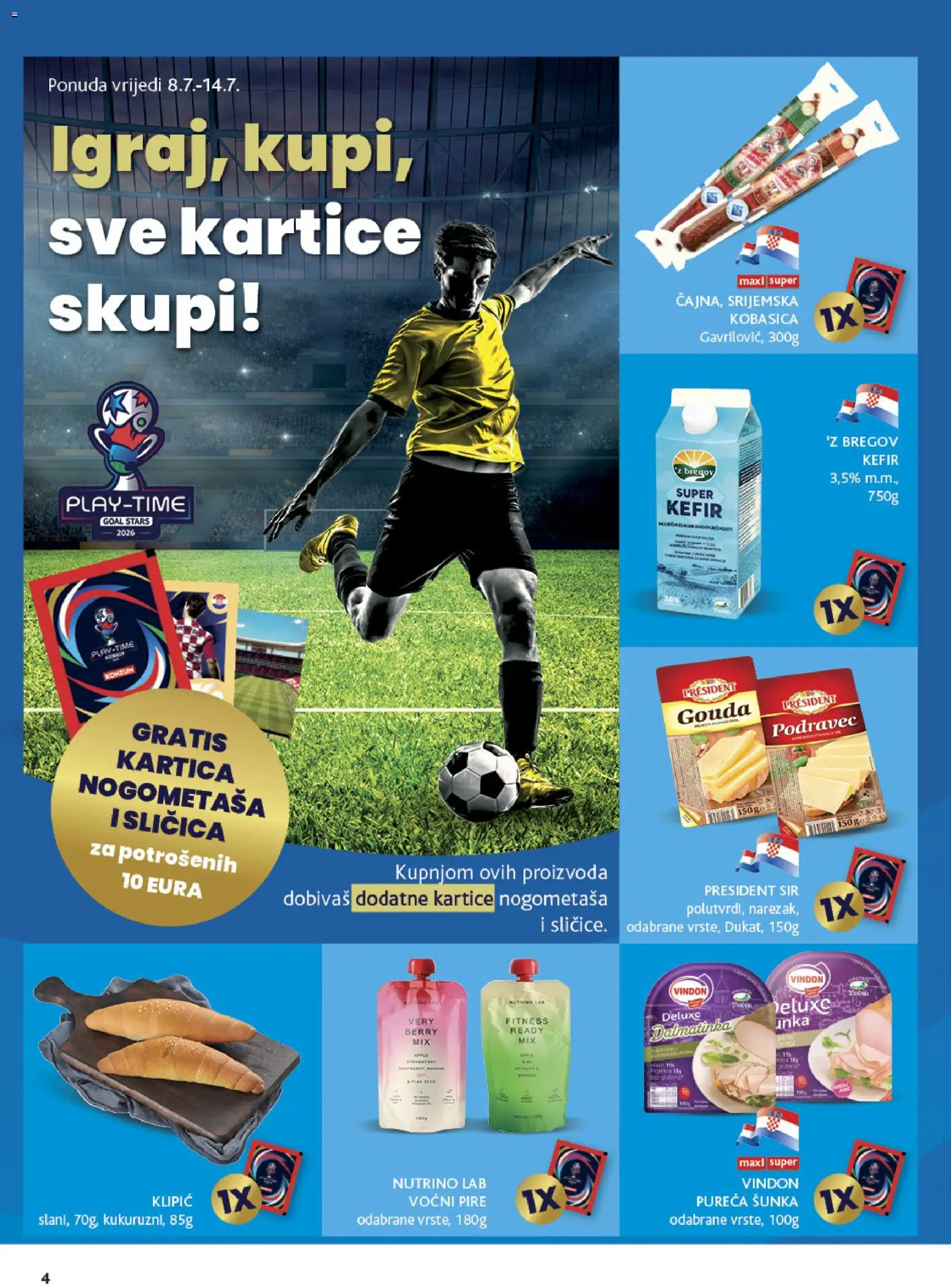 Konzum katalog | vrijedi od 08.07.2026 | Stranica: 4 | Proizvodi: Sir, Šunka, Kobasica, Kefir