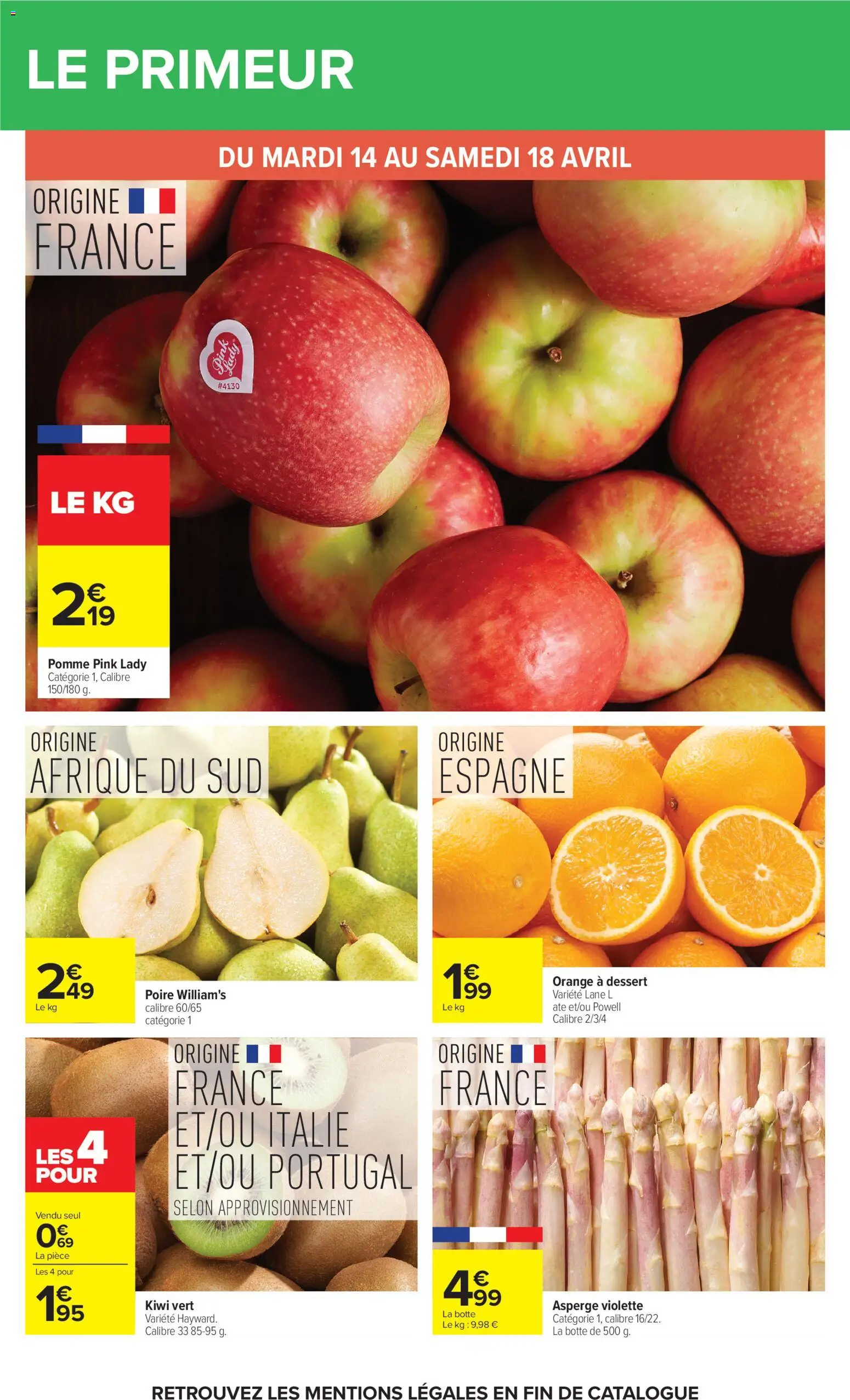 {H1} | Page: 28 | Produits: Poire, Pomme, Asperge, Kiwi vert