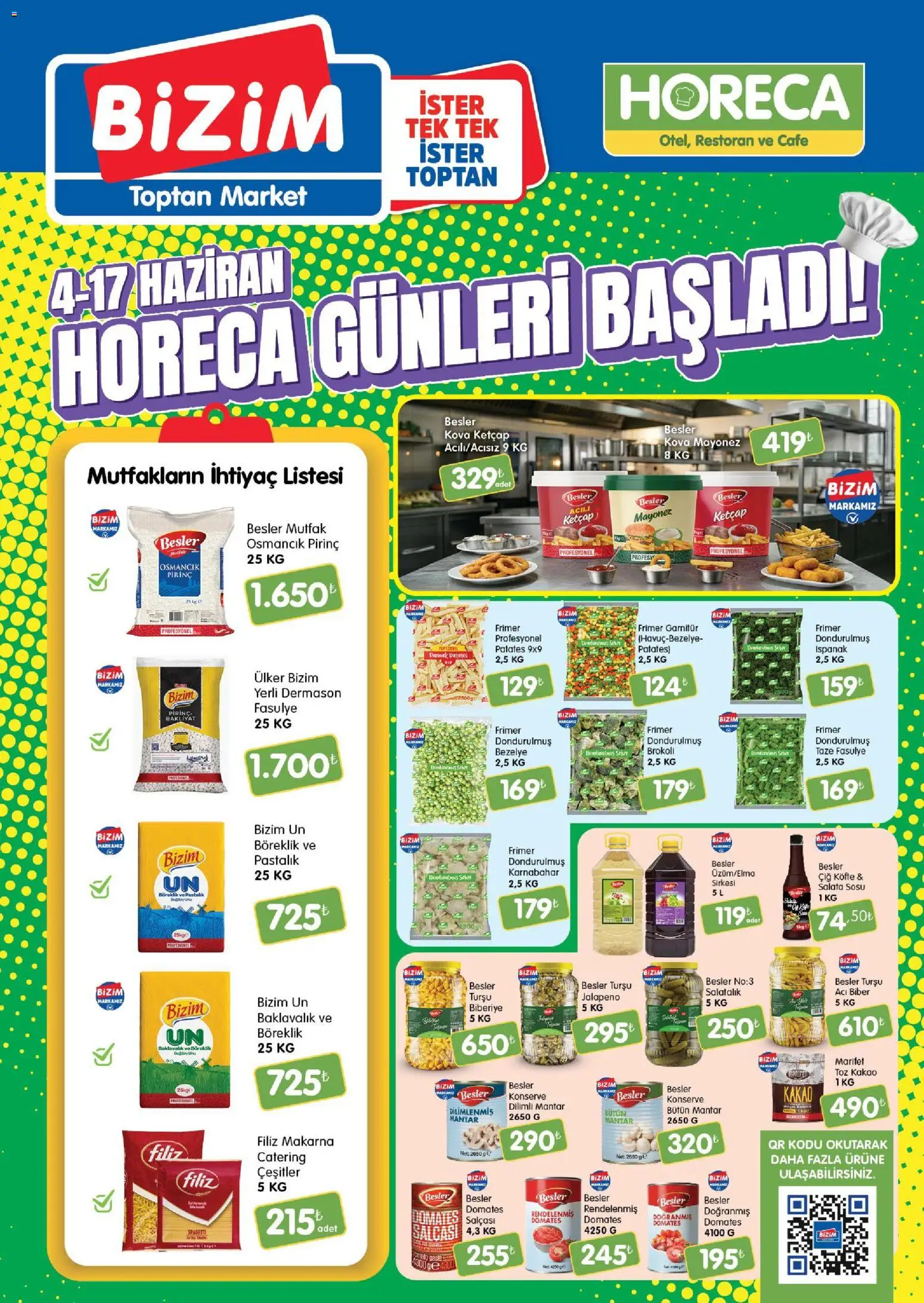Bizim Toptan - Horeca kataloğu - 04.06.2026 tarihinden itibaren geçerlidir | Sayfa: 1 | Ürünler: Ispanak, Mayonez, Biber, Bezelye