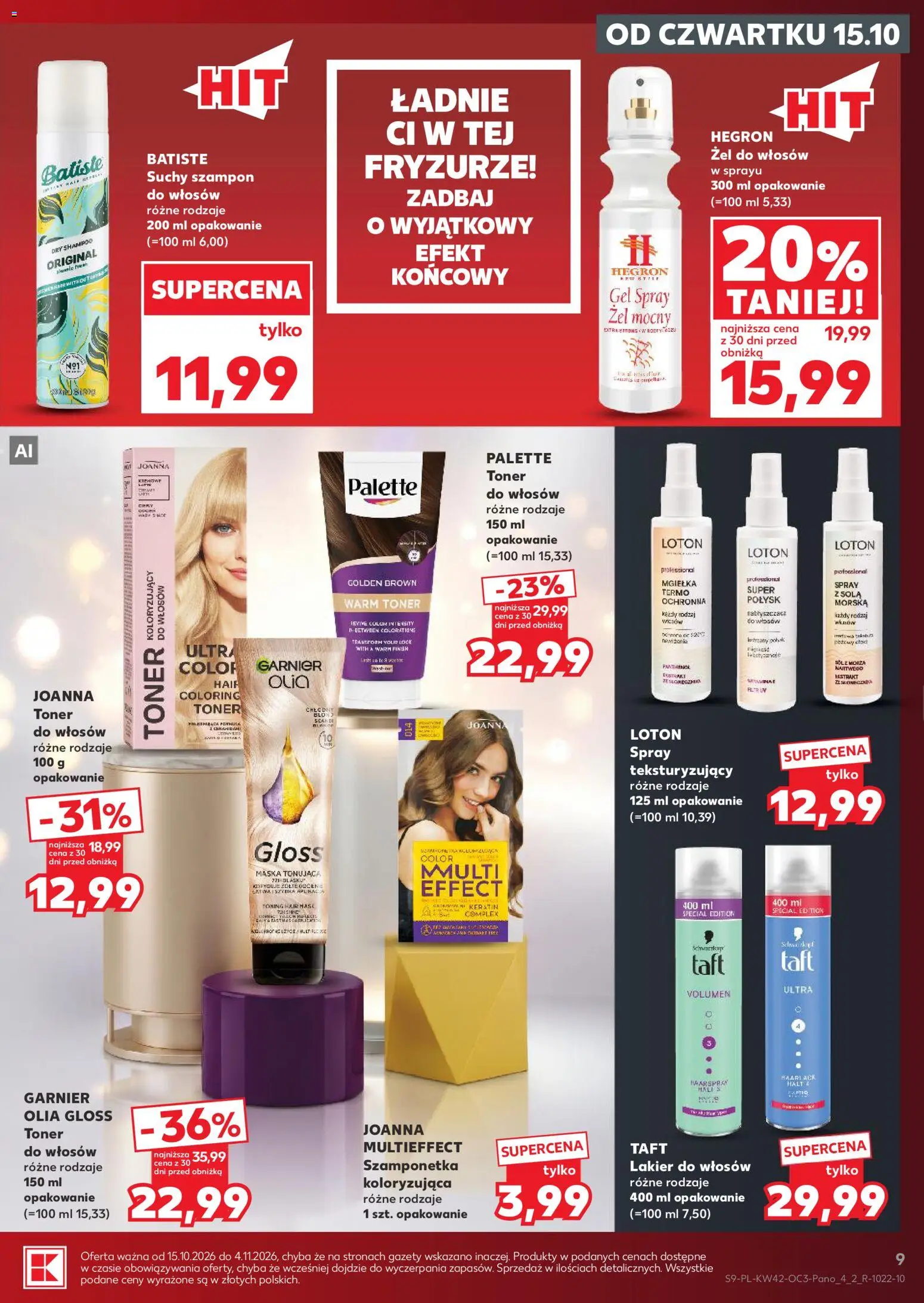 Kaufland Polsko leták - Drogerie od 15.10.2026 | Strana: 9 | Produkty: Toner, Panthenol, Maska