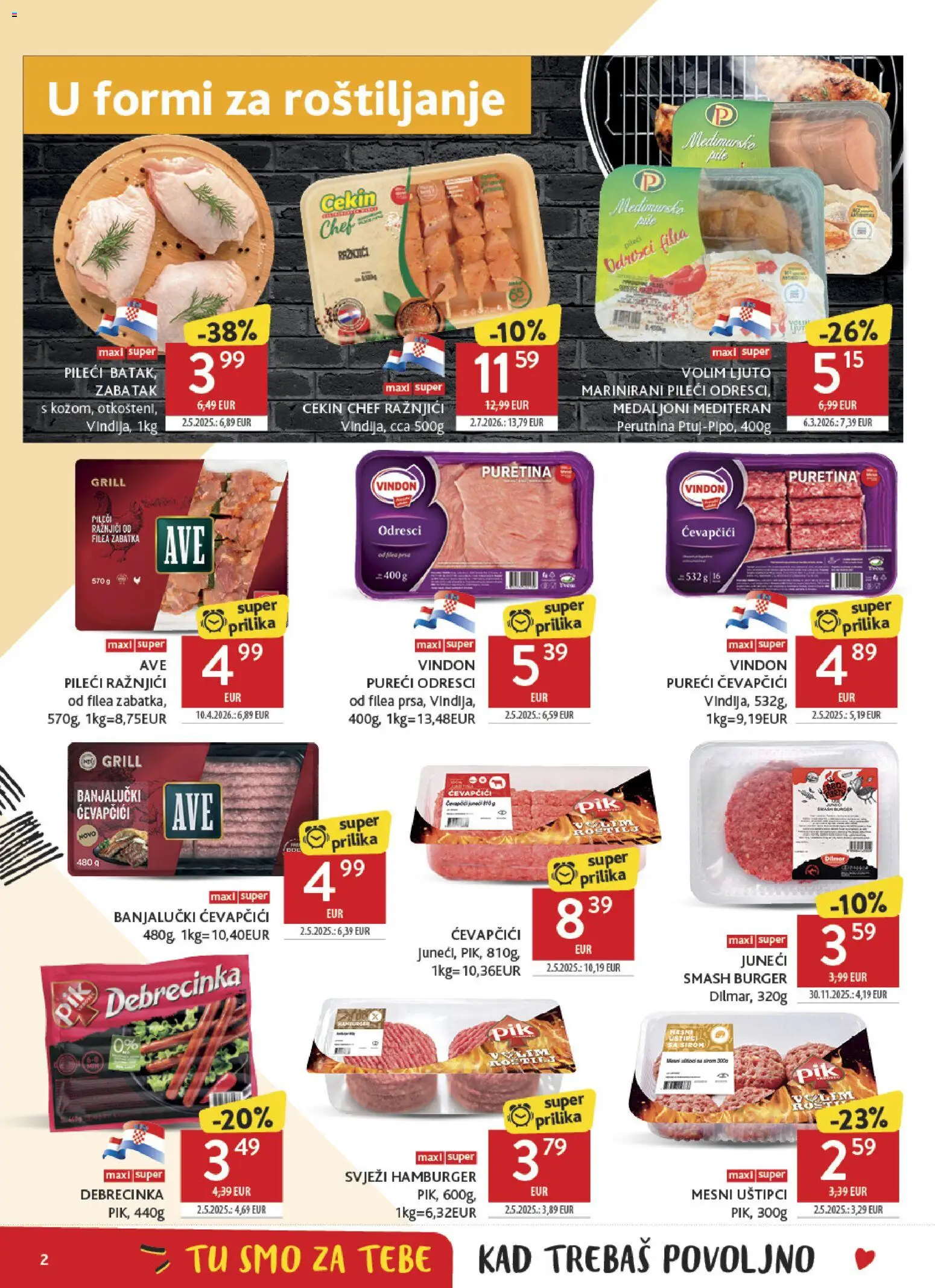 Konzum HR akciós ujság - amely érvényes a következő dátumtól: 2026.07.22. | Oldal: 2 | Termékek: Hamburger, Grill