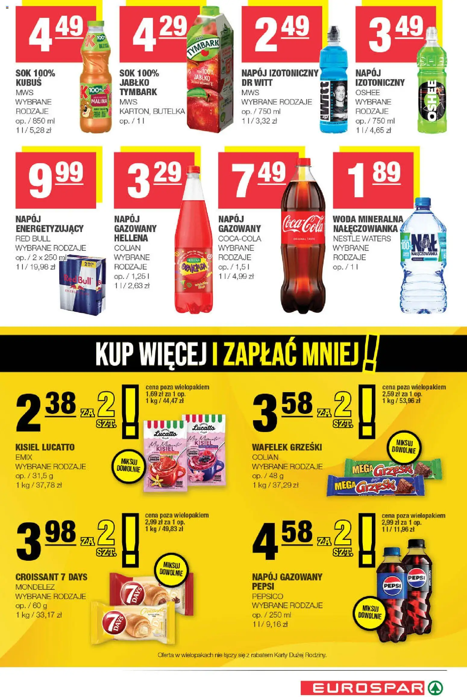 Spar gazetka - Eurospar od 07.10.2026 | Strona: 13 | Produkty: Kubuś, Tymbark, Pepsi, Woda