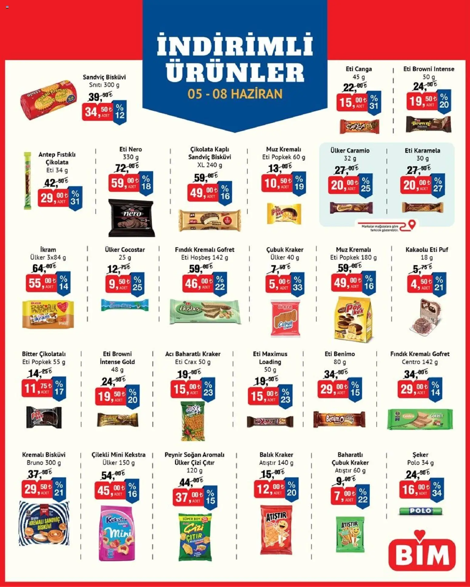 BİM - İndirimli Ürünler - 05.06.2026 tarihinden itibaren geçerlidir | Sayfa: 2 | Ürünler: Gofret, Muz, Şeker, Bisküvi