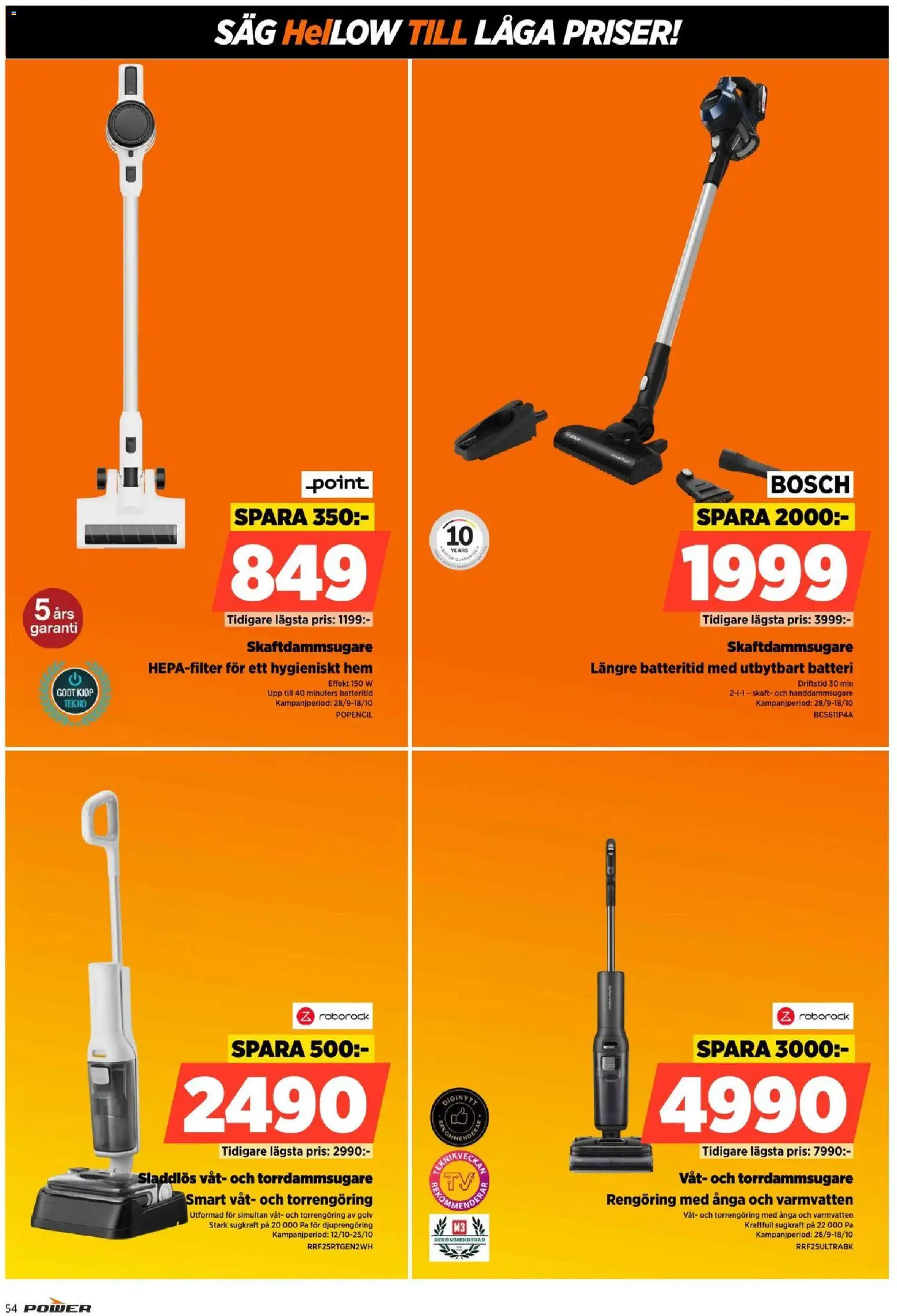 Power reklamblad aktuell från 12/10/2026 | Sida: 54 | Produkter: Såg, Batteri, Handdammsugare, Skaftdammsugare