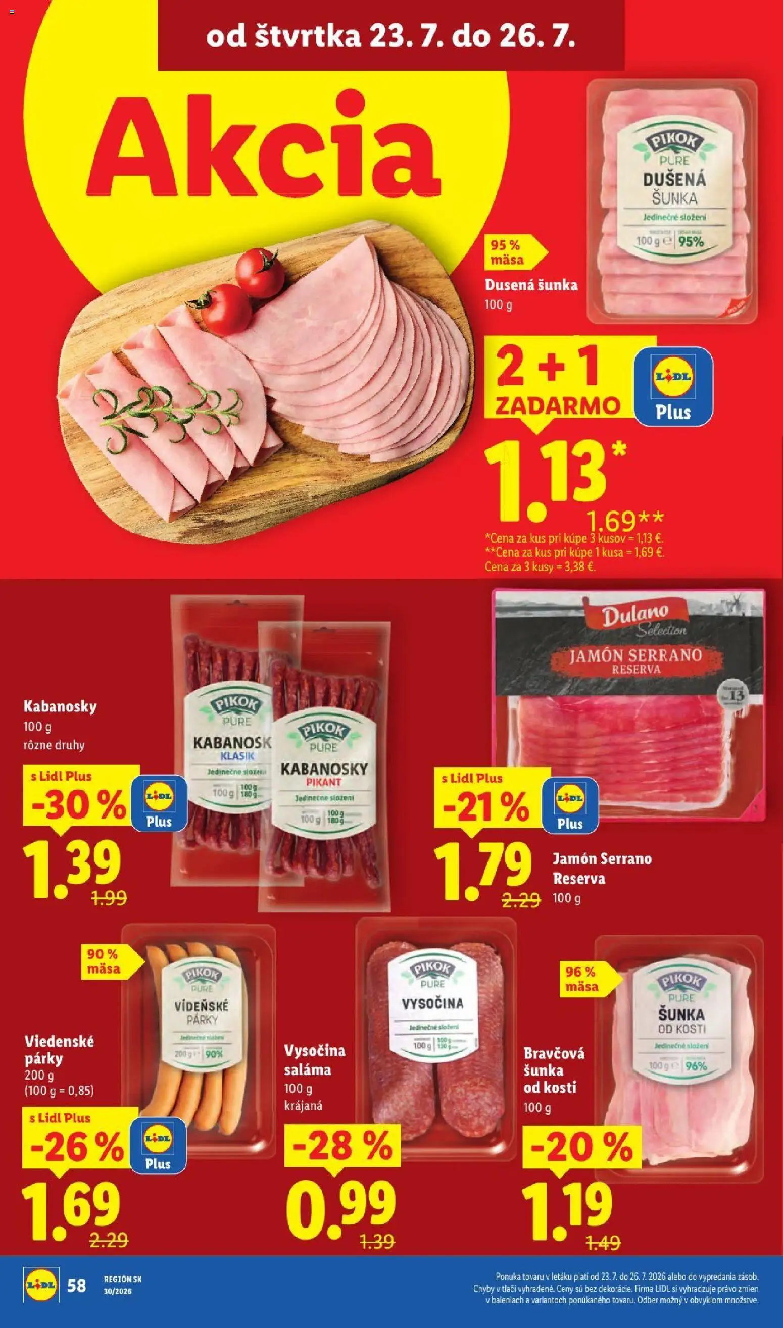 Nové Lidl akcie – leták je platný od 20.07.2026 | Strana: 82 | Produkty: Saláma, Šunka, Párky