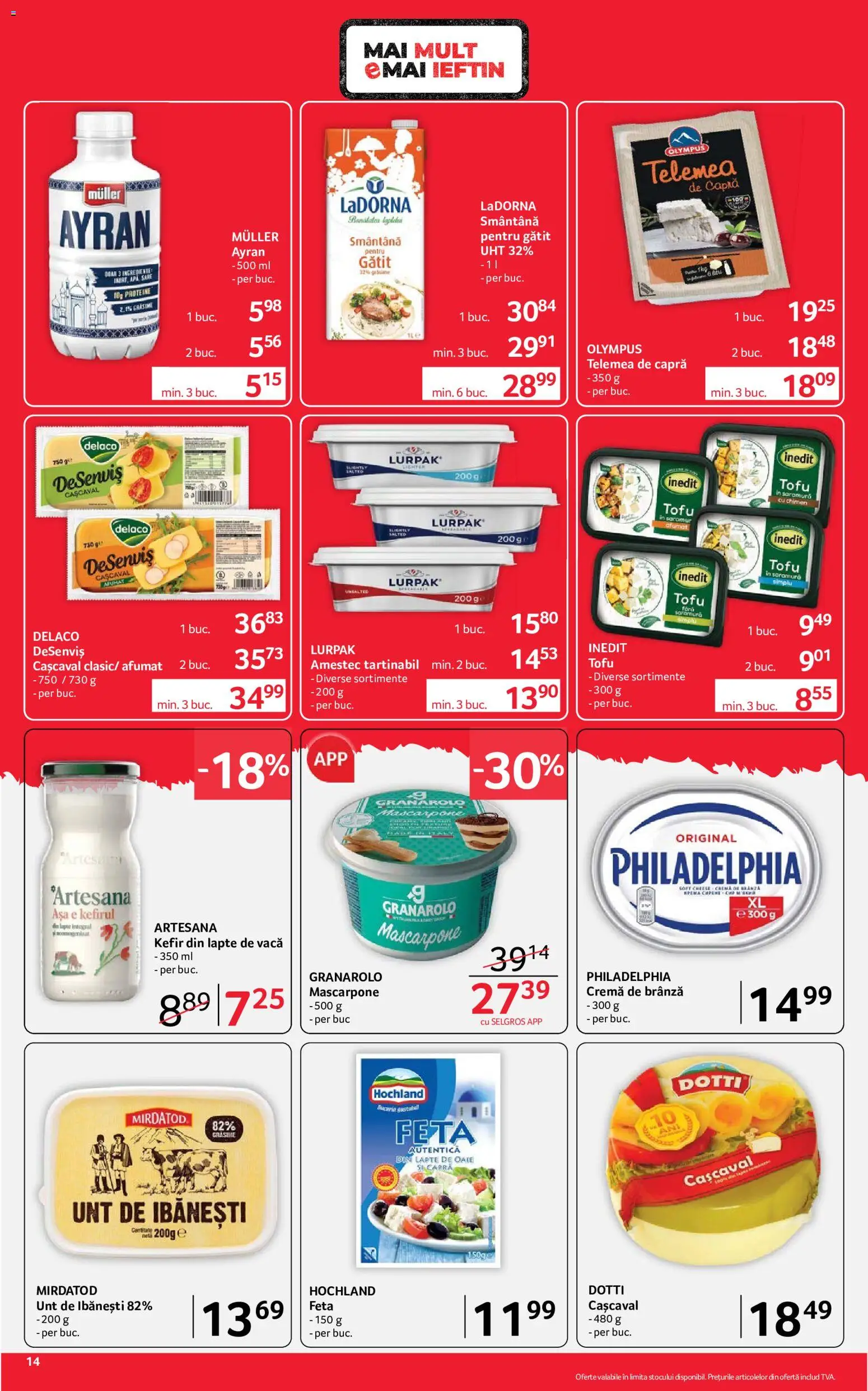 Noul catalog Selgros – valabil de la 24.07.2026 | Pagină: 14 | Produse: Delaco, Cașcaval, Lapte, Amestec