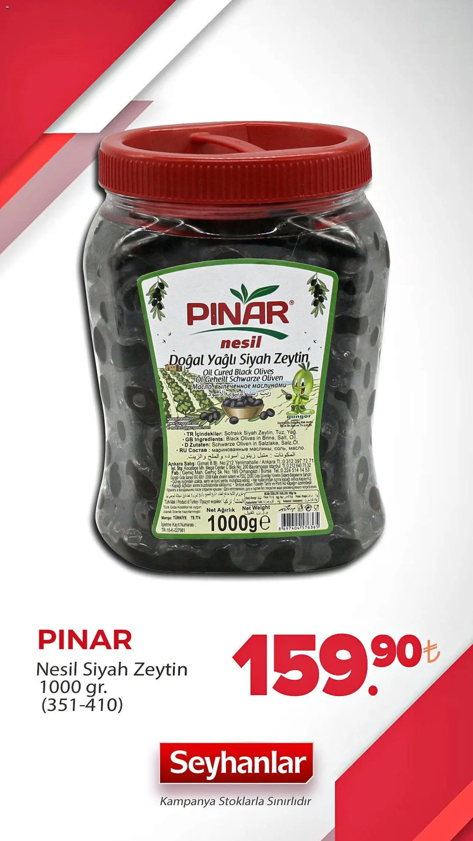 Seyhanlar Market Katalog - 27 Eylül 2026 tarihinden itibaren geçerlidir | Sayfa: 8 | Ürünler: Zeytin, Ağırlık