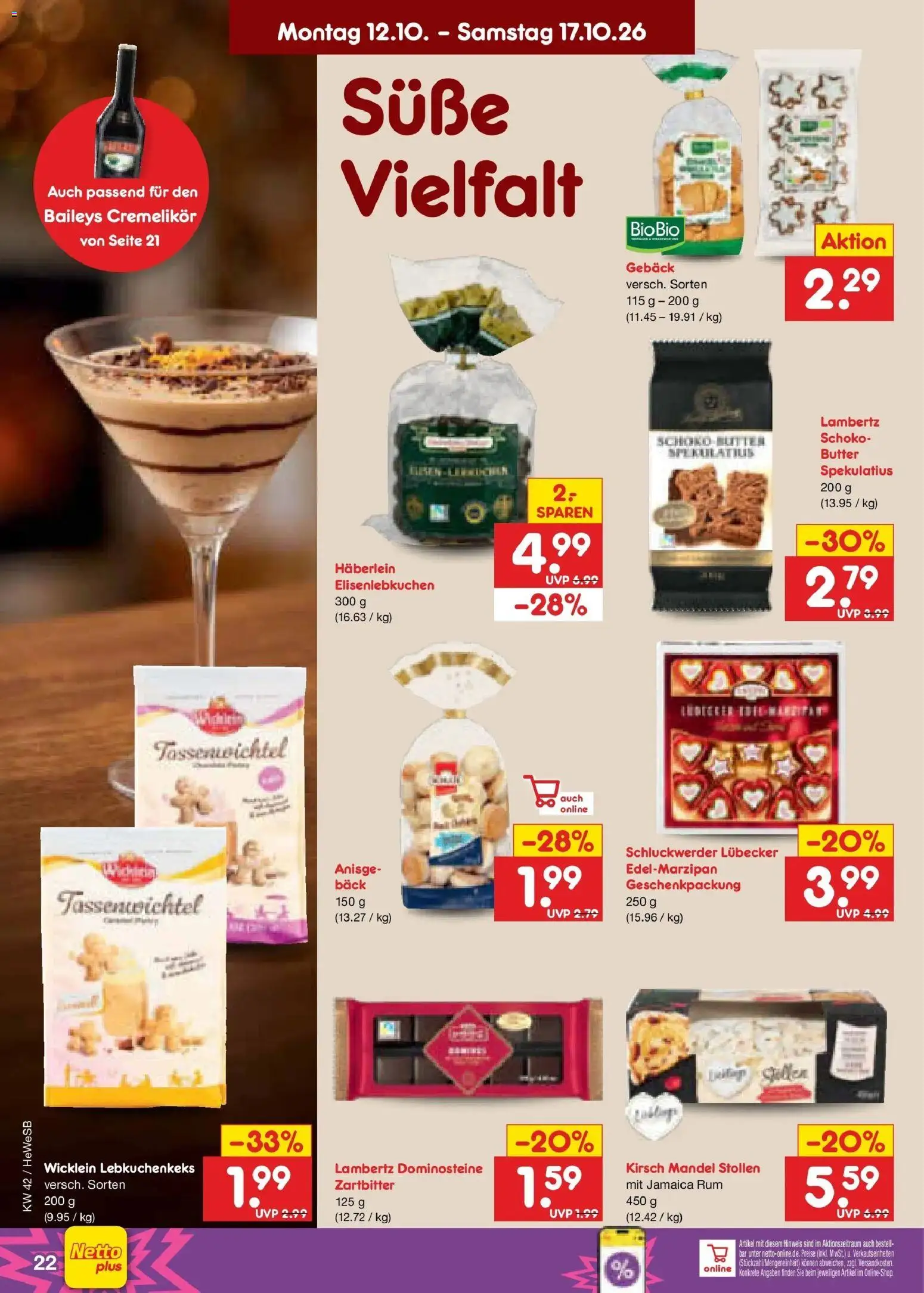 Netto Marken-Discount Prospekt Hamburg (ab 12.10.2026) » Angebote | Seite: 28 | Produkte: Butter, Rum, Baileys