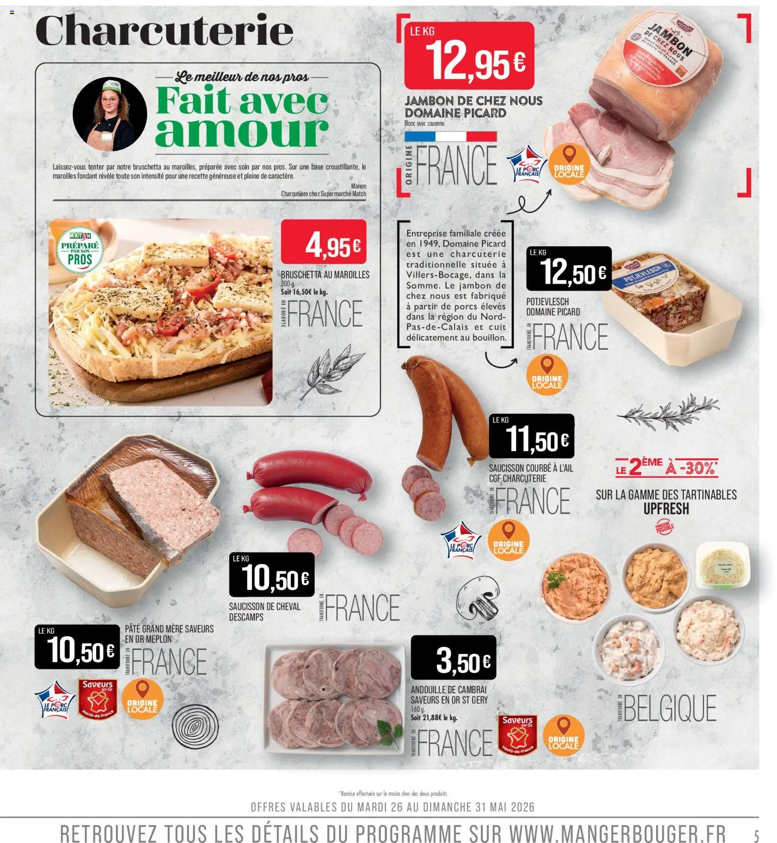 {H1} | Page: 5 | Produits: Saucisson, Base, Jambon, Porc
