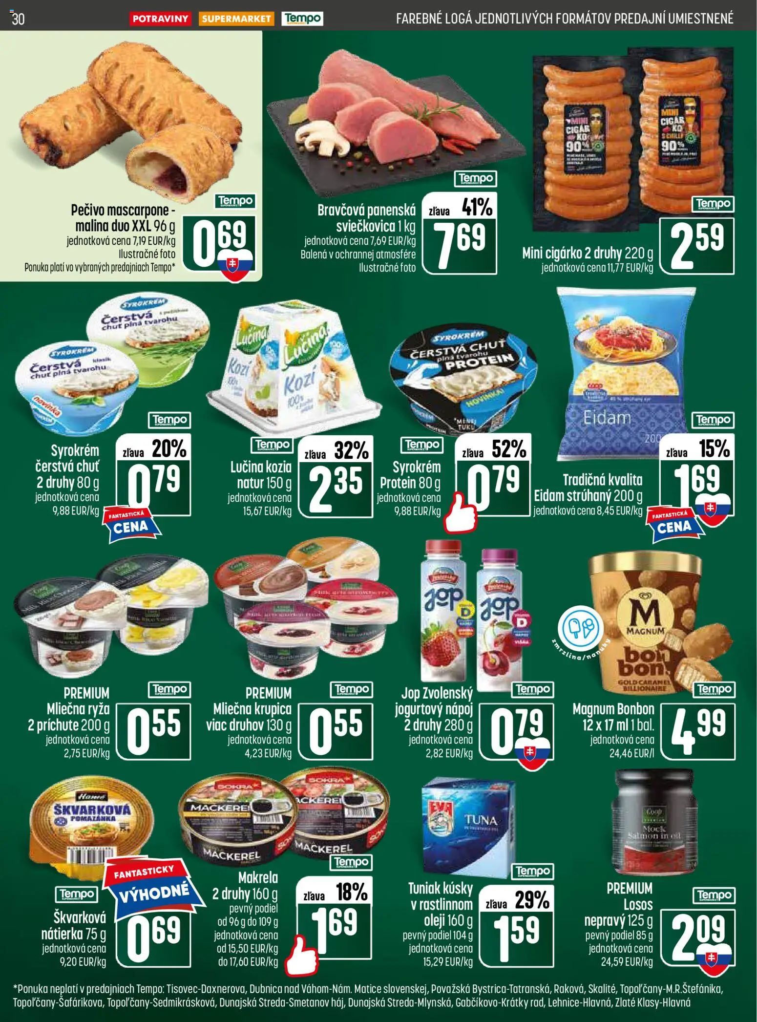 Nové COOP Jednota akcie – leták je platný od 25.06.2026 | Strana: 30 | Produkty: Ryža, Losos, Magnum, Mascarpone