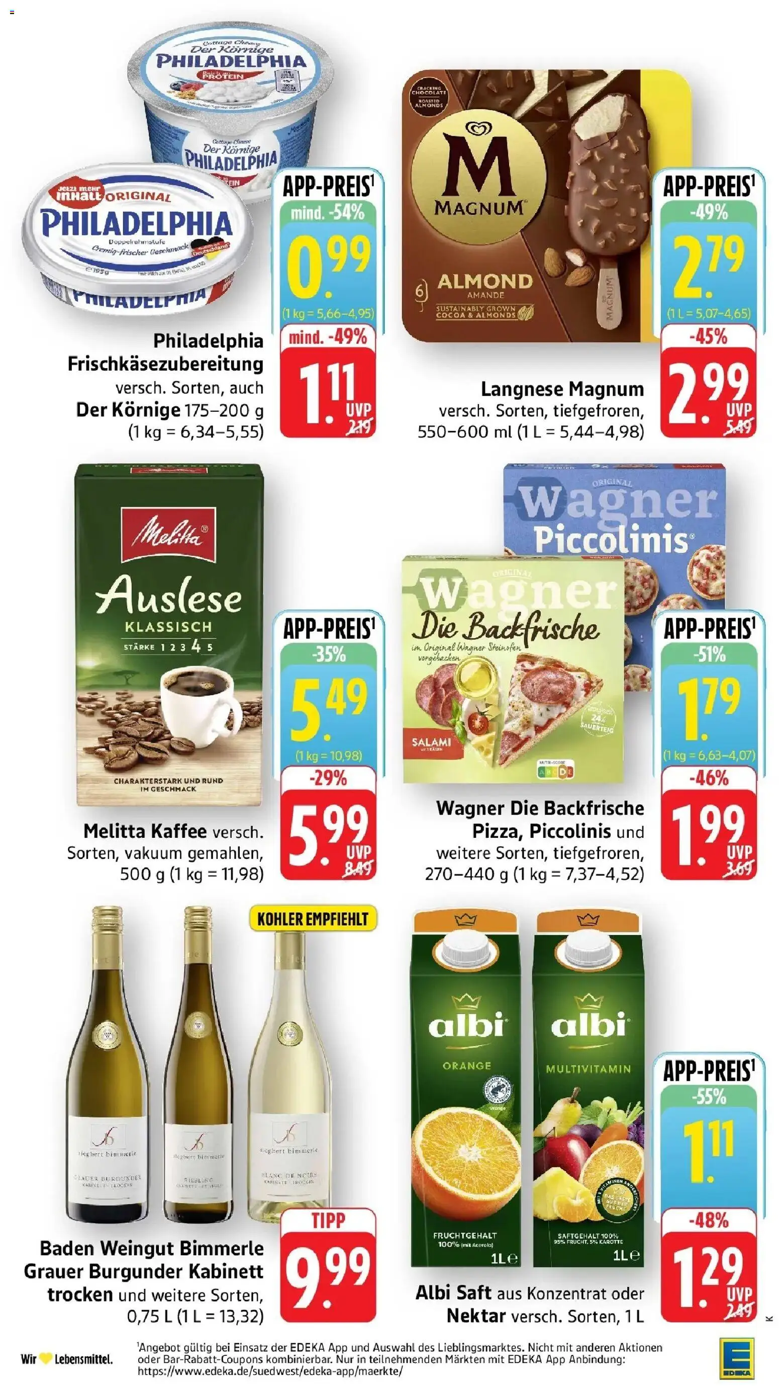 Edeka Prospekt Lahr (ab 10.08.2026) » Angebote Online | Seite: 2 | Produkte: Langnese, Melitta kaffee, Philadelphia, Salami