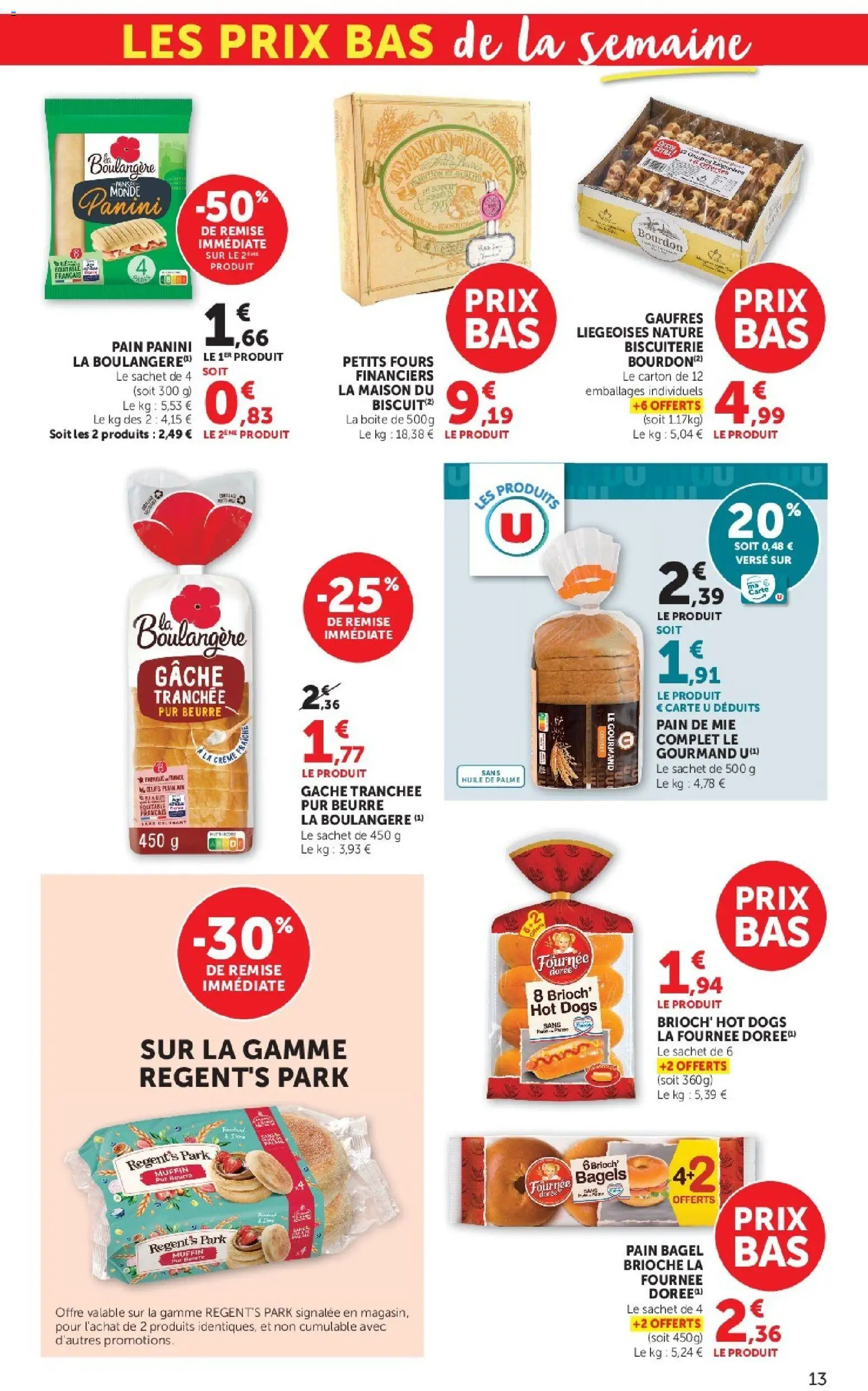 {H1} | Page: 13 | Produits: Panini, Pain de mie, Beurre, Huile