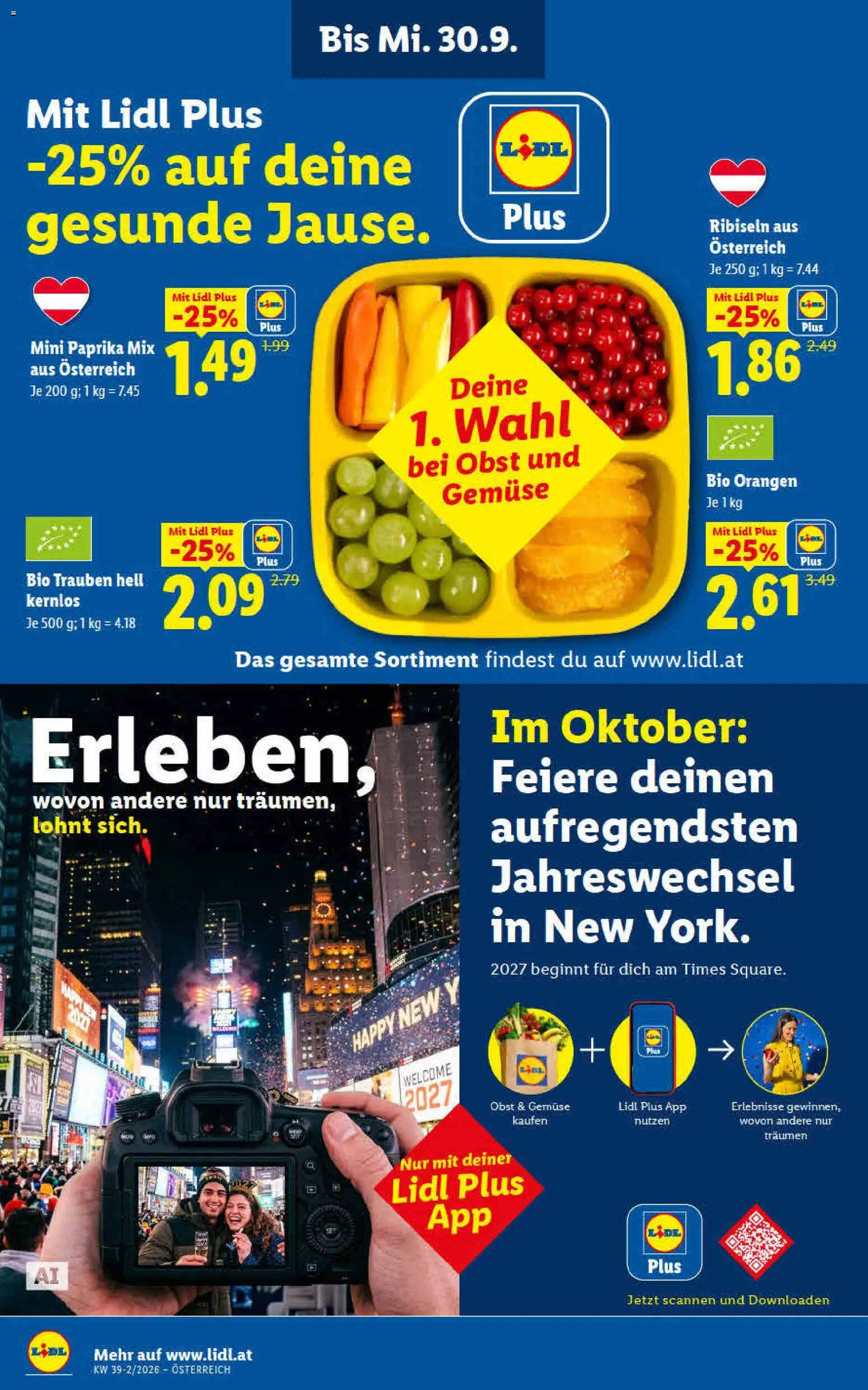 Lidl - Flugblatt gültig ab 24.09.2026 | Seite: 2 | Produkte: Gemüse, Obst, Orangen