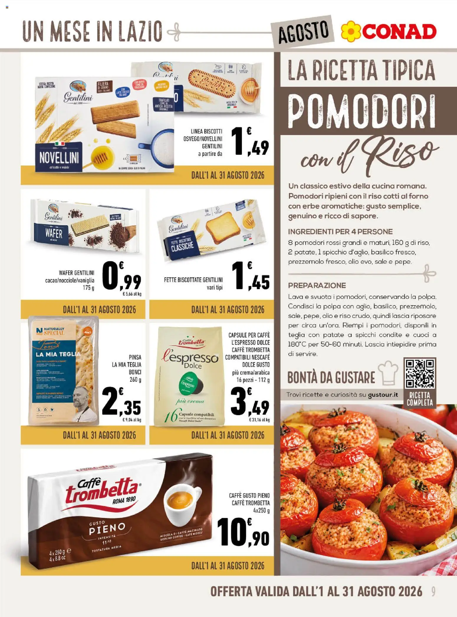 Volantino Spazio Conad del 01/08/2026 | Pagina: 9 | Prodotti: Teglia, Sale, Latte, Fette biscottate