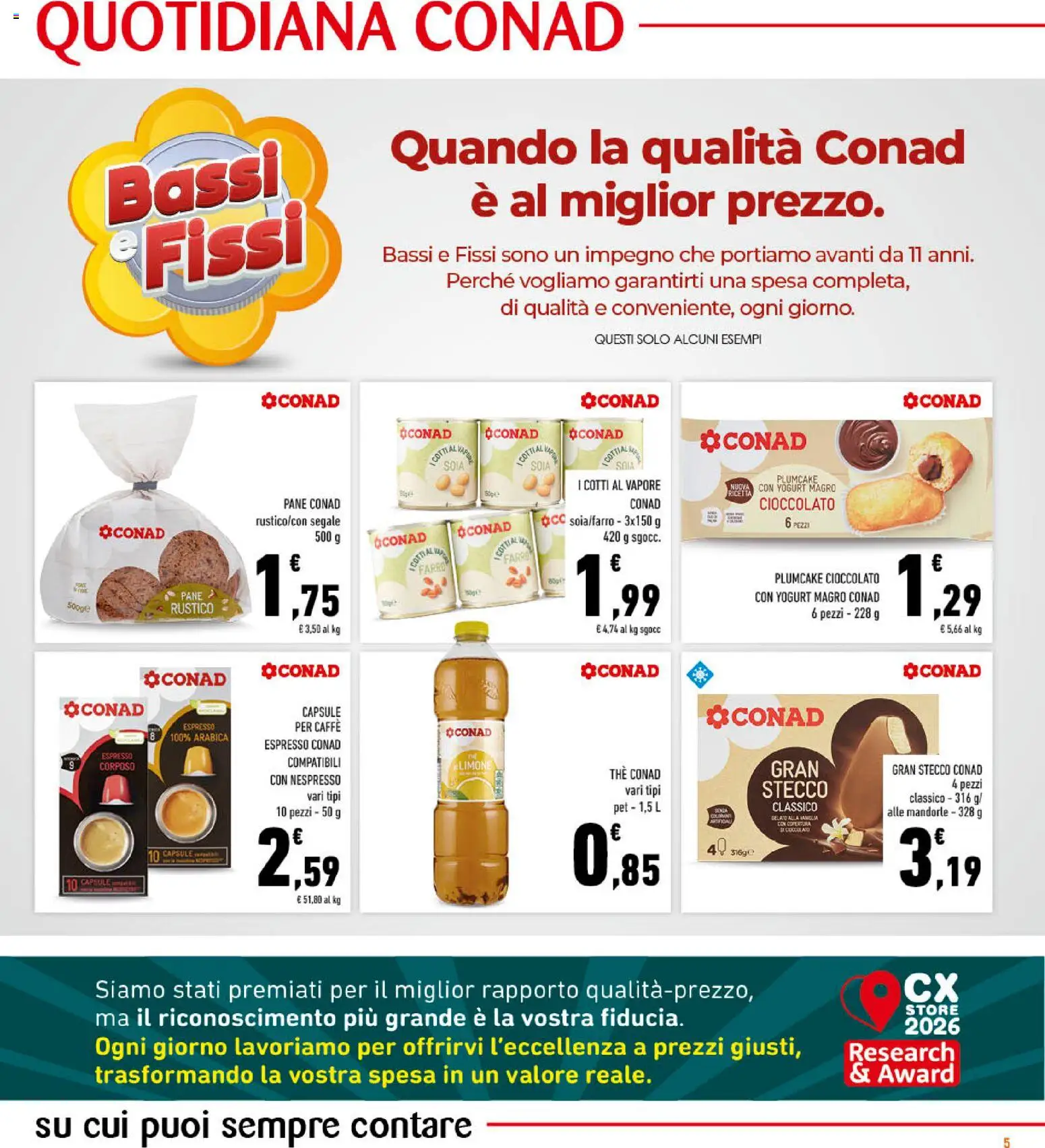 Volantino Conad del 08/07/2026 | Pagina: 5 | Prodotti: Yogurt, Pane, Caffè, The