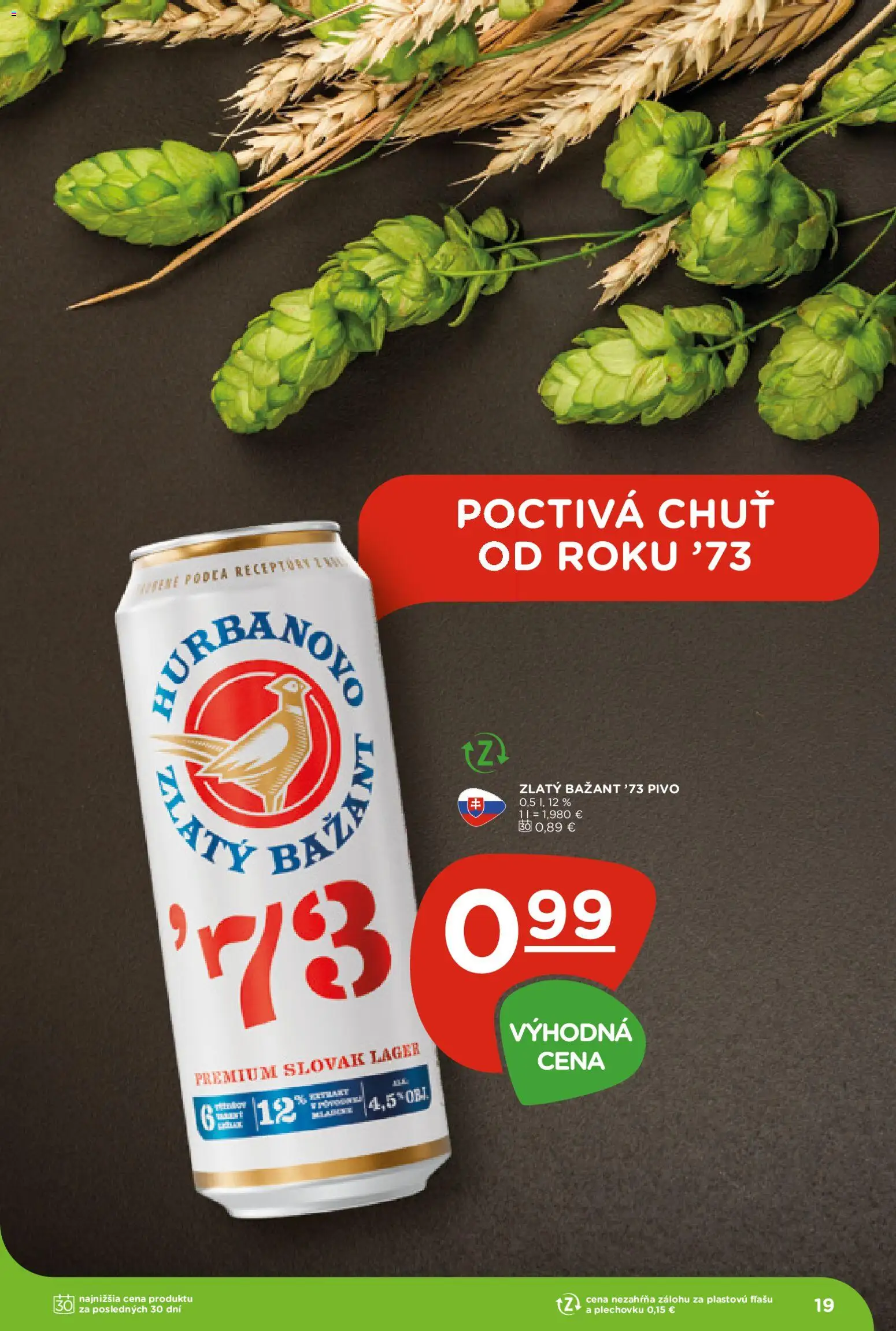 Nové Terno akcie – leták je platný od 07.05.2026 | Strana: 19 | Produkty: Pivo, Zlatý Bažant
