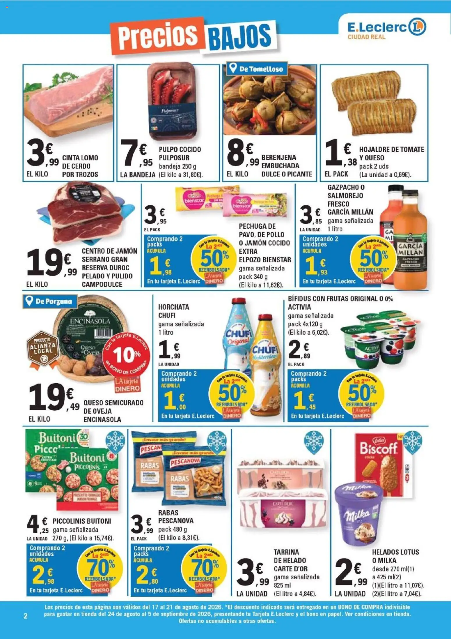 E.Leclerc Ciudad Real │ válido desde el 17/08/2026 | Página: 2 | Productos: Dulce, Tomate, Lotus, Bandeja