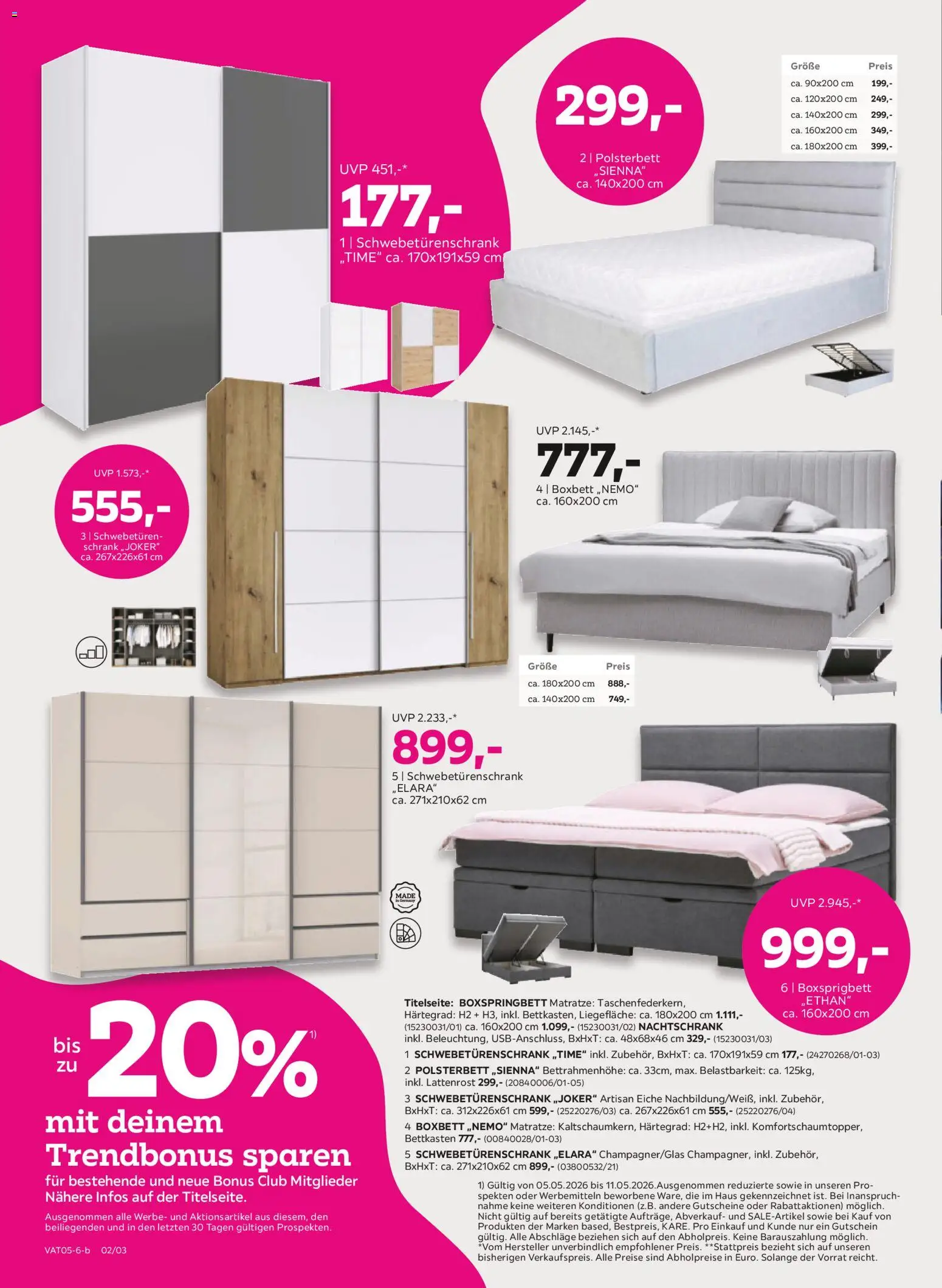Mömax Prospekt aktuell gültig ab 05.05.2026 | Seite: 2 | Produkte: Matratze, Lattenrost, Schrank