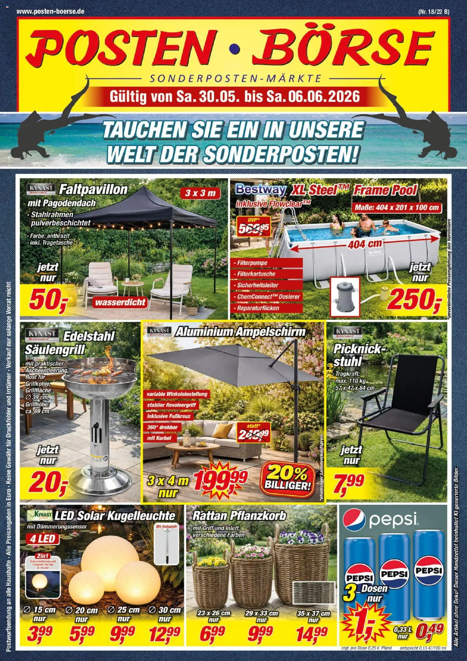 Posten Börse Prospekt – gültig ab 30.05.2026 | Seite: 1 | Produkte: Stuhl, Bilder, Pepsi