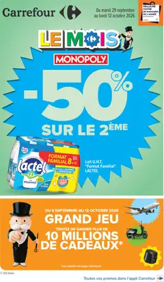 Carrefour - Prévisualisation de Carrefour Le mois monopoly produits laitiers valide à partir de 29/09/2026