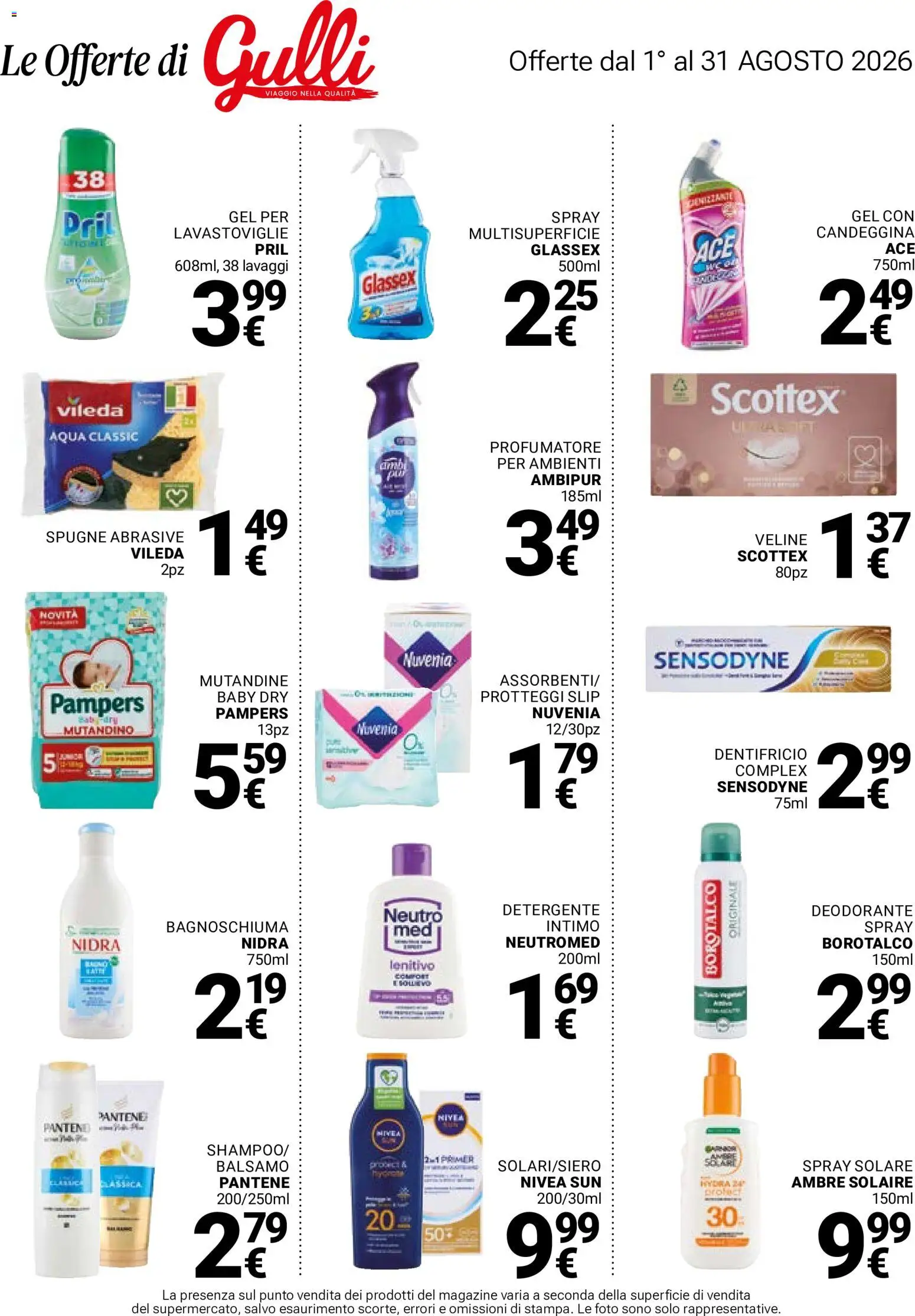 Volantino Gulliver del 01/08/2026 | Pagina: 35 | Prodotti: Bagnoschiuma, Slip, Lavastoviglie, Pampers