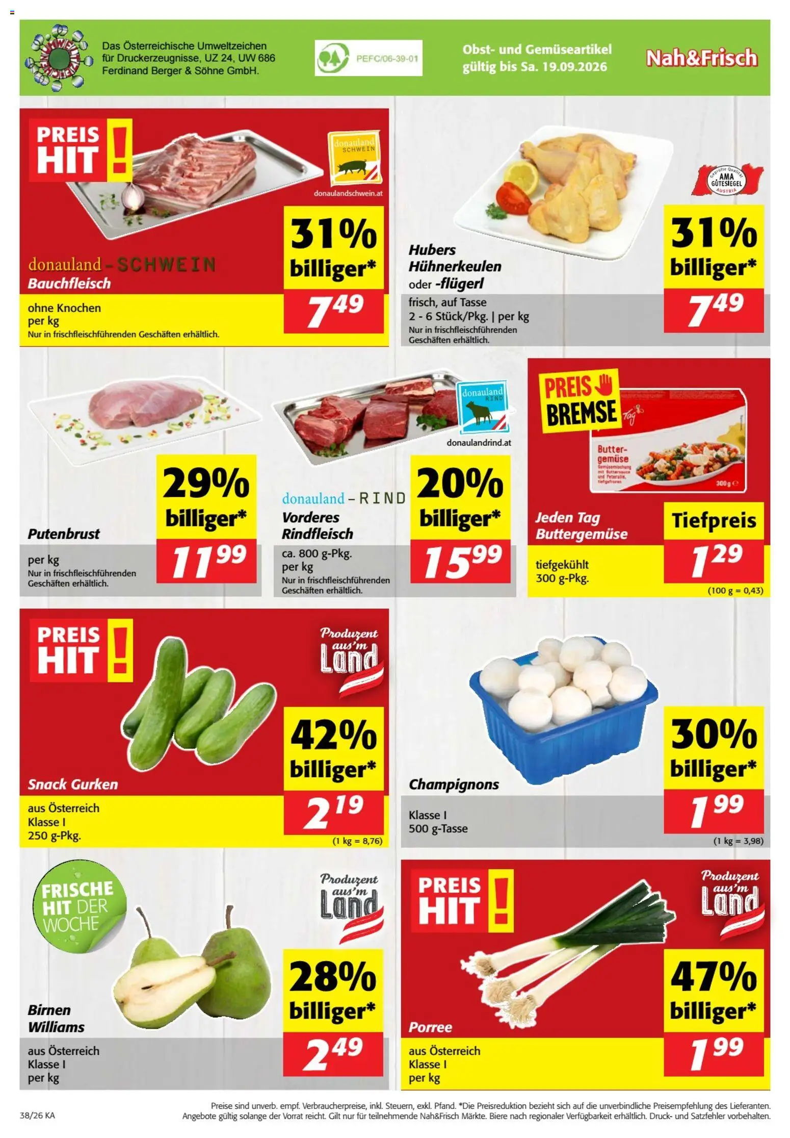 Nah und Frisch Flugblatt gültig ab 16.09.2026 | Seite: 8 | Produkte: Gemüse, Obst, Putenbrust, Butter