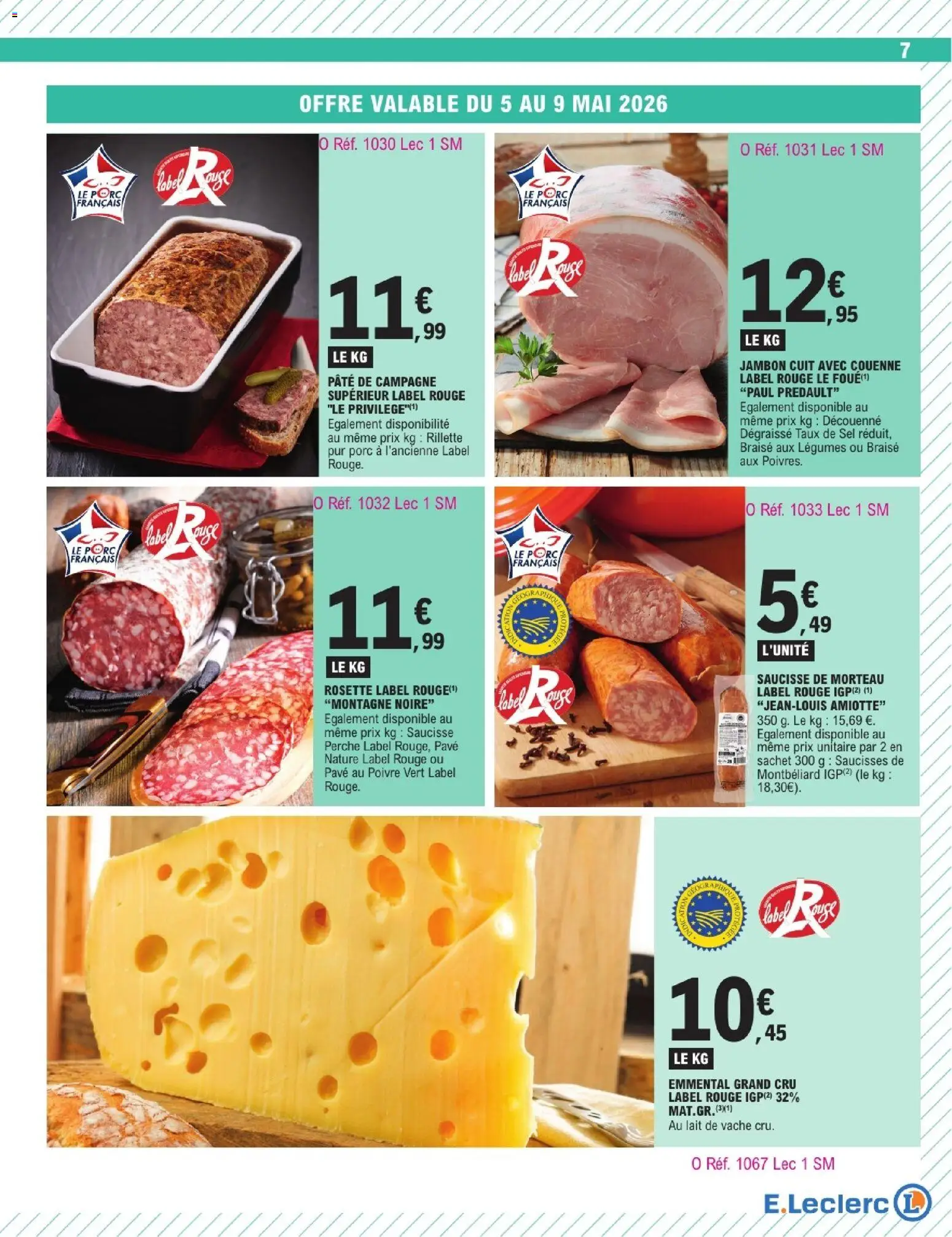 {H1} | Page: 7 | Produits: Emmental, Lait, Jambon, Porc