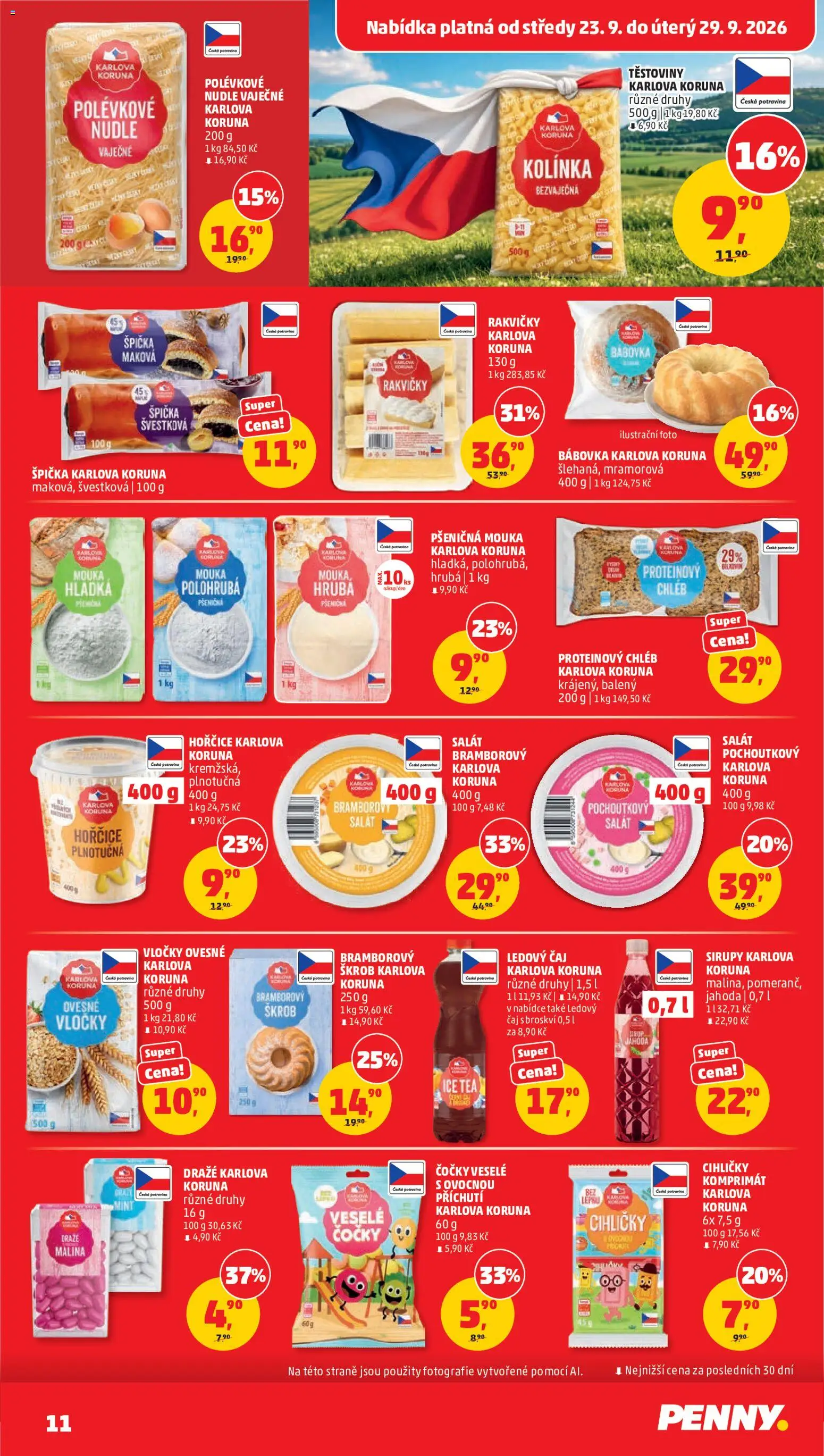 Penny Market leták od 23.09.2026 | Strana: 11 | Produkty: Salát, Hořčice, Ice tea, Bramborový škrob