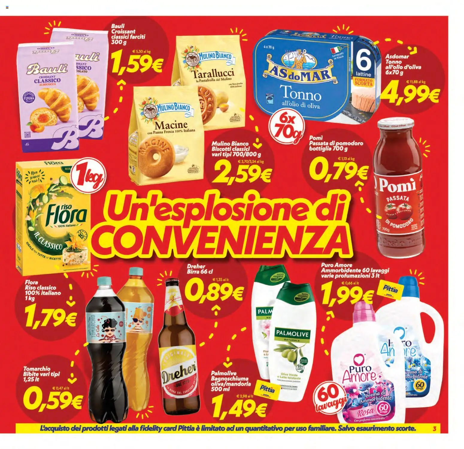 Volantino SuperConveniente del 11/09/2026 | Pagina: 3 | Prodotti: Birra, Biscotti, Passata di pomodoro, Tonno