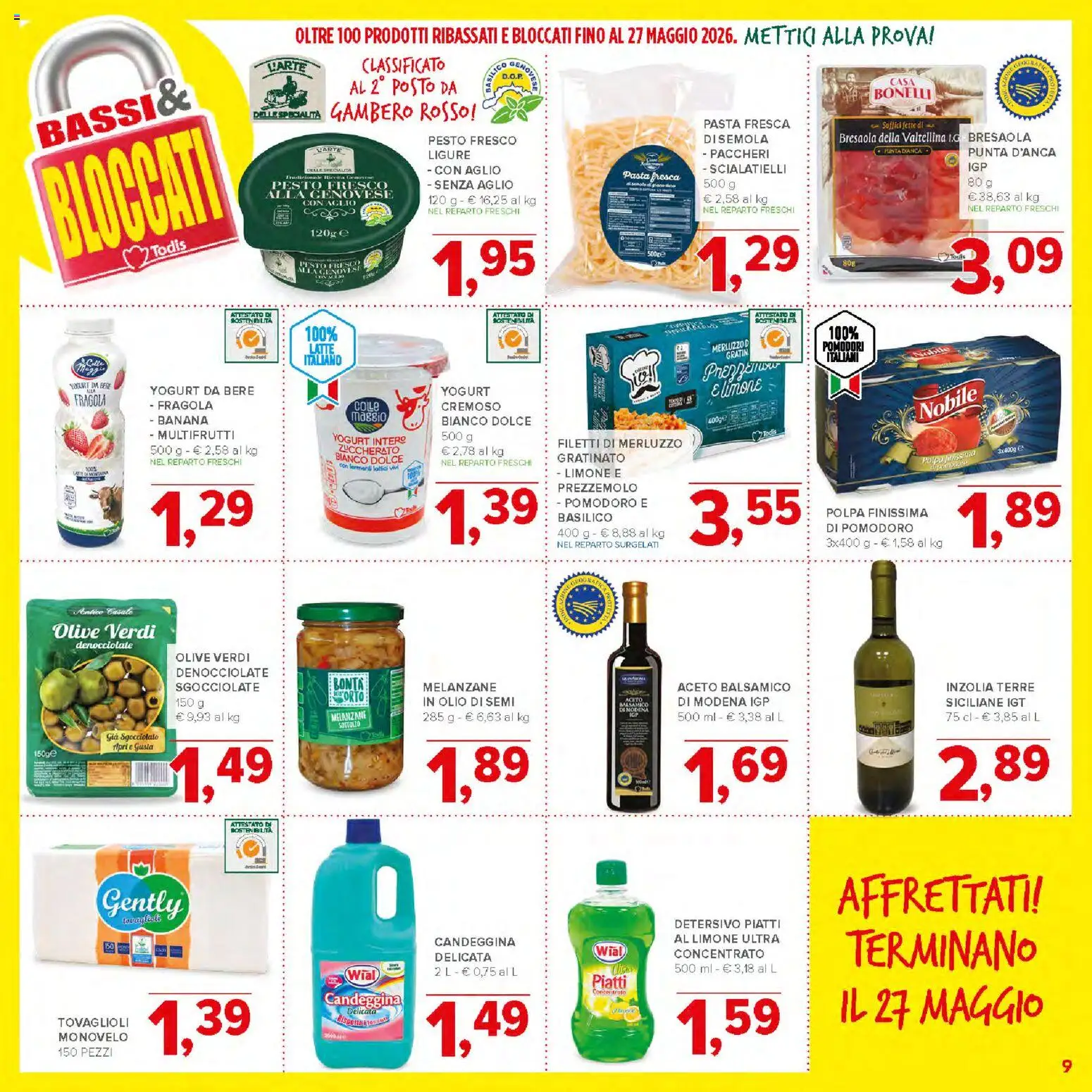 Volantino Todis del 14.05.2026 | Pagina: 9 | Prodotti: Merluzzo, Polpo, Olio, Paccheri