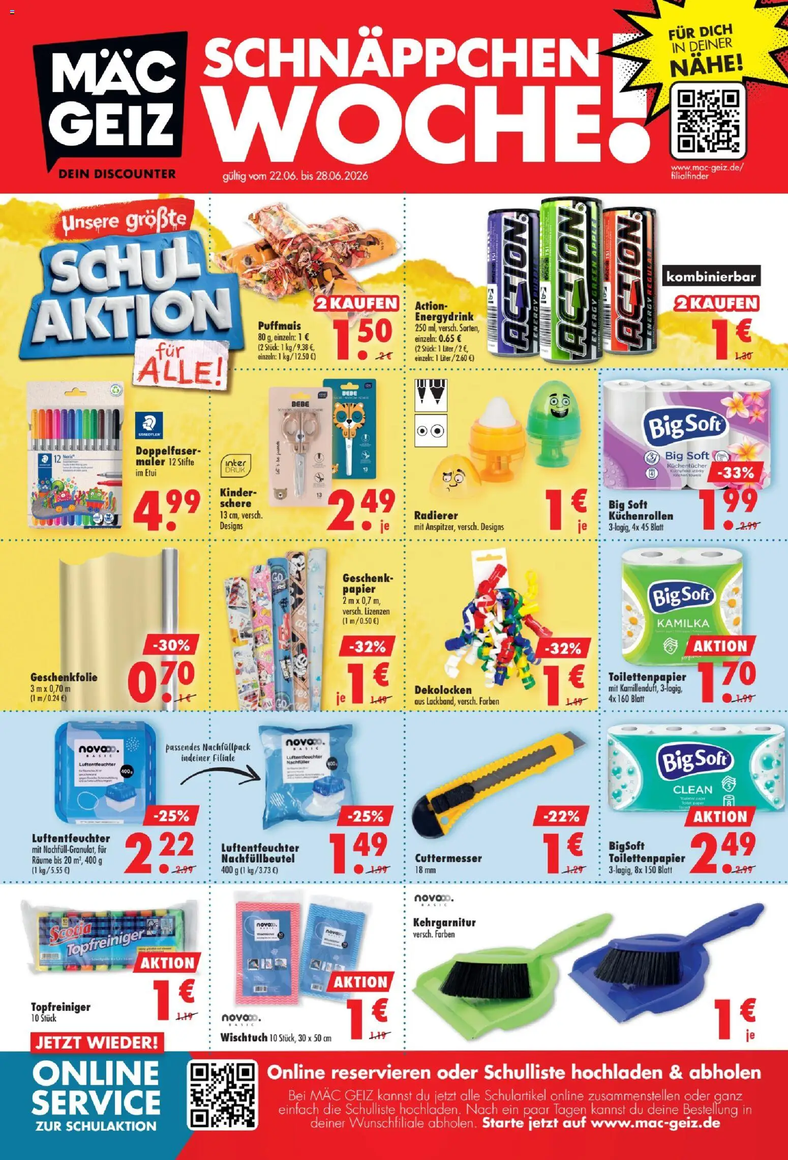 Mäc Geiz Prospekt – gültig ab 22.06.2026 | Seite: 1 | Produkte: Energy, Apple, Toilettenpapier