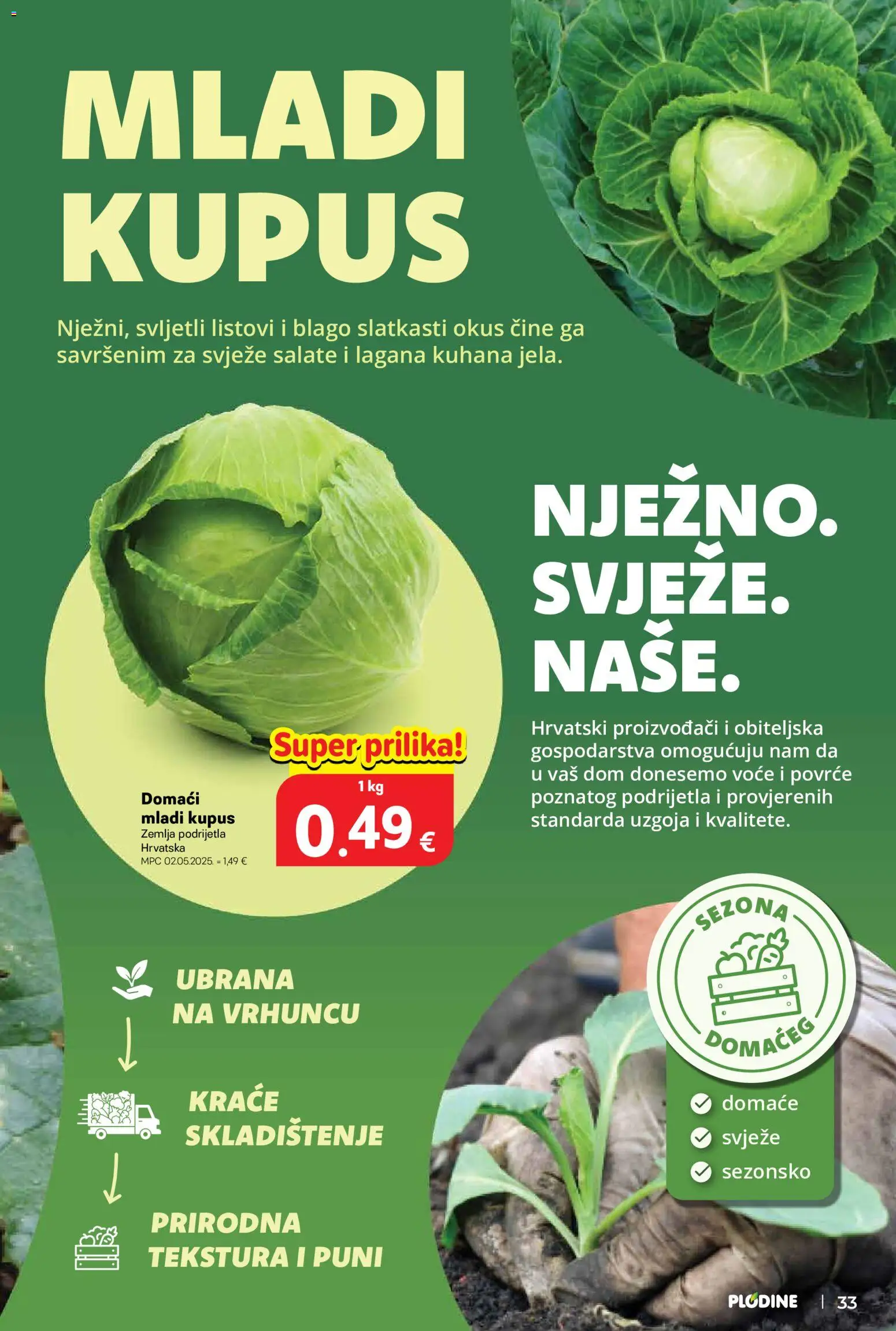 Plodine katalog | vrijedi od 18.06.2026 | Stranica: 33 | Proizvodi: Povrće, Voće, Kupus