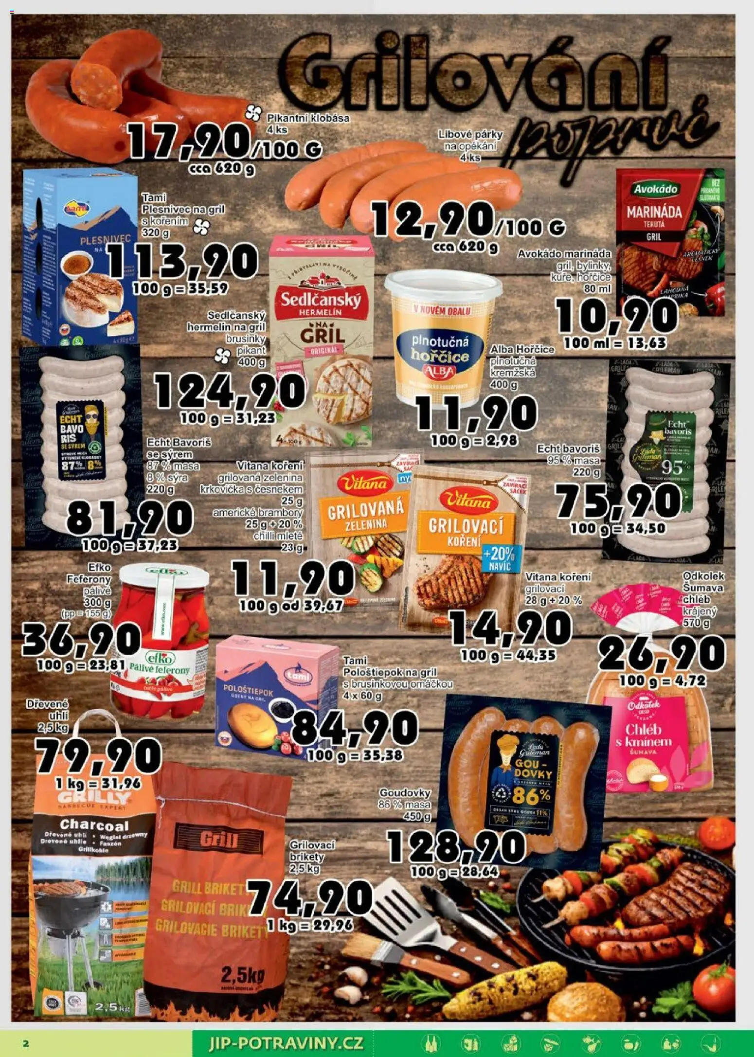 Jip leták od 20.05.2026 | Strana: 2 | Produkty: Grilování, Párky, Hermelín na gril, Avokádo