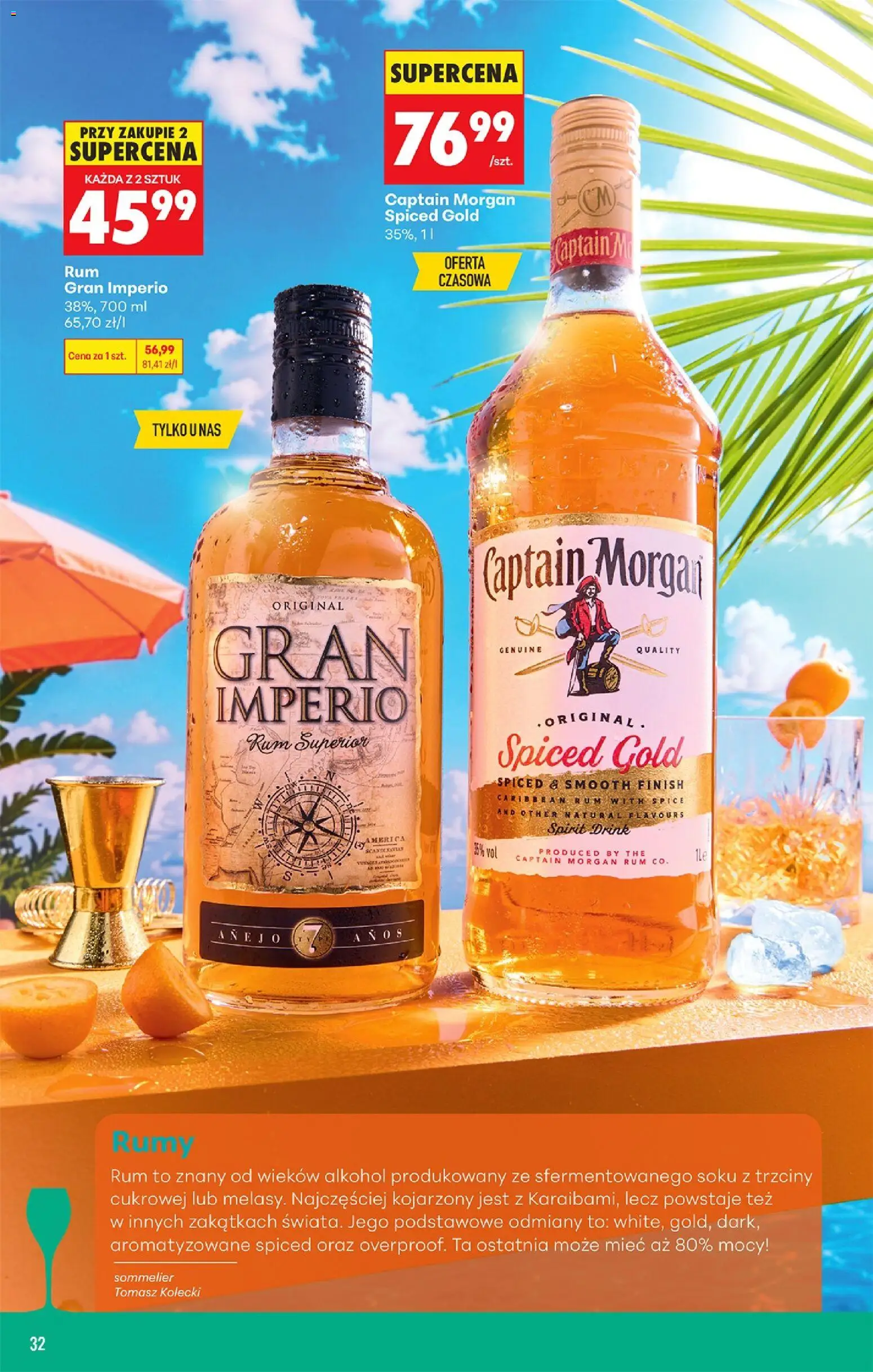 Biedronka gazetka - Czas na toast od 13.07.2026 | Strona: 32 | Produkty: Captain Morgan, Rum, Alkohol, Finish