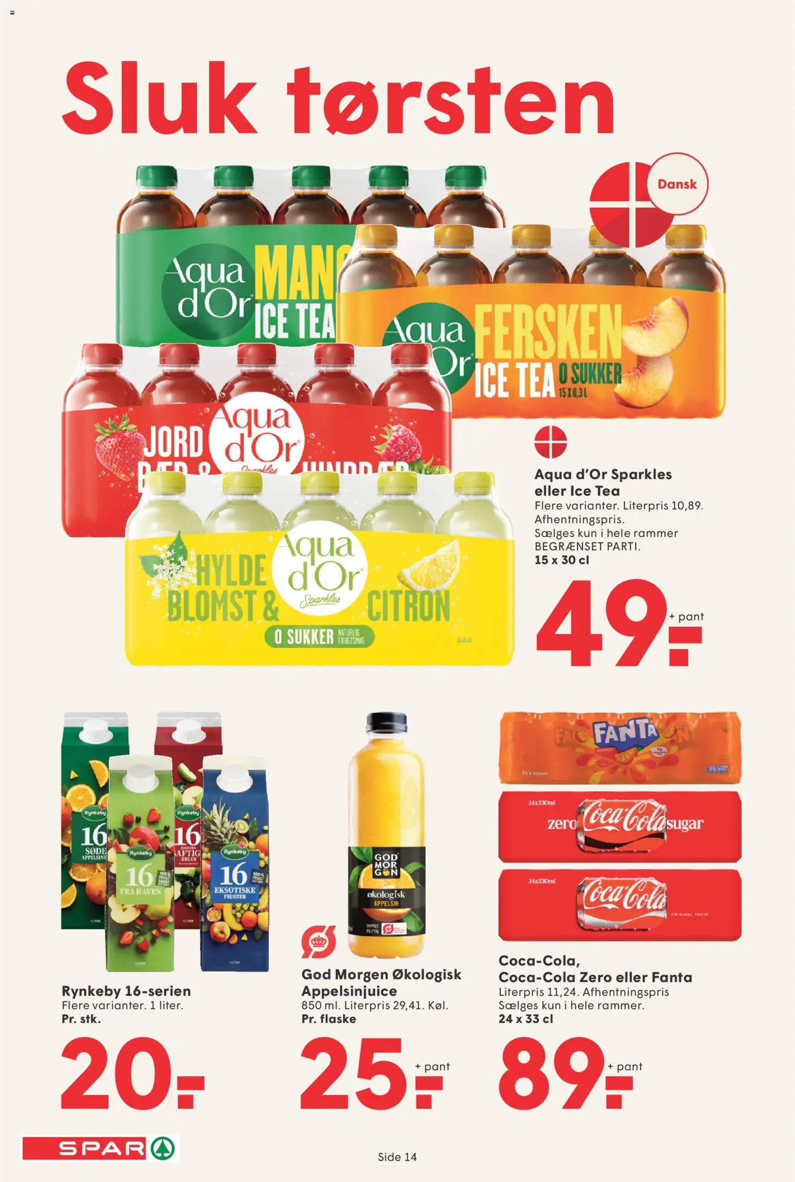Spar tilbudsavis – gyldig fra 28/08/2026 | Side: 16 | Produkter: Appelsinjuice, Fanta, Cola, Sukker