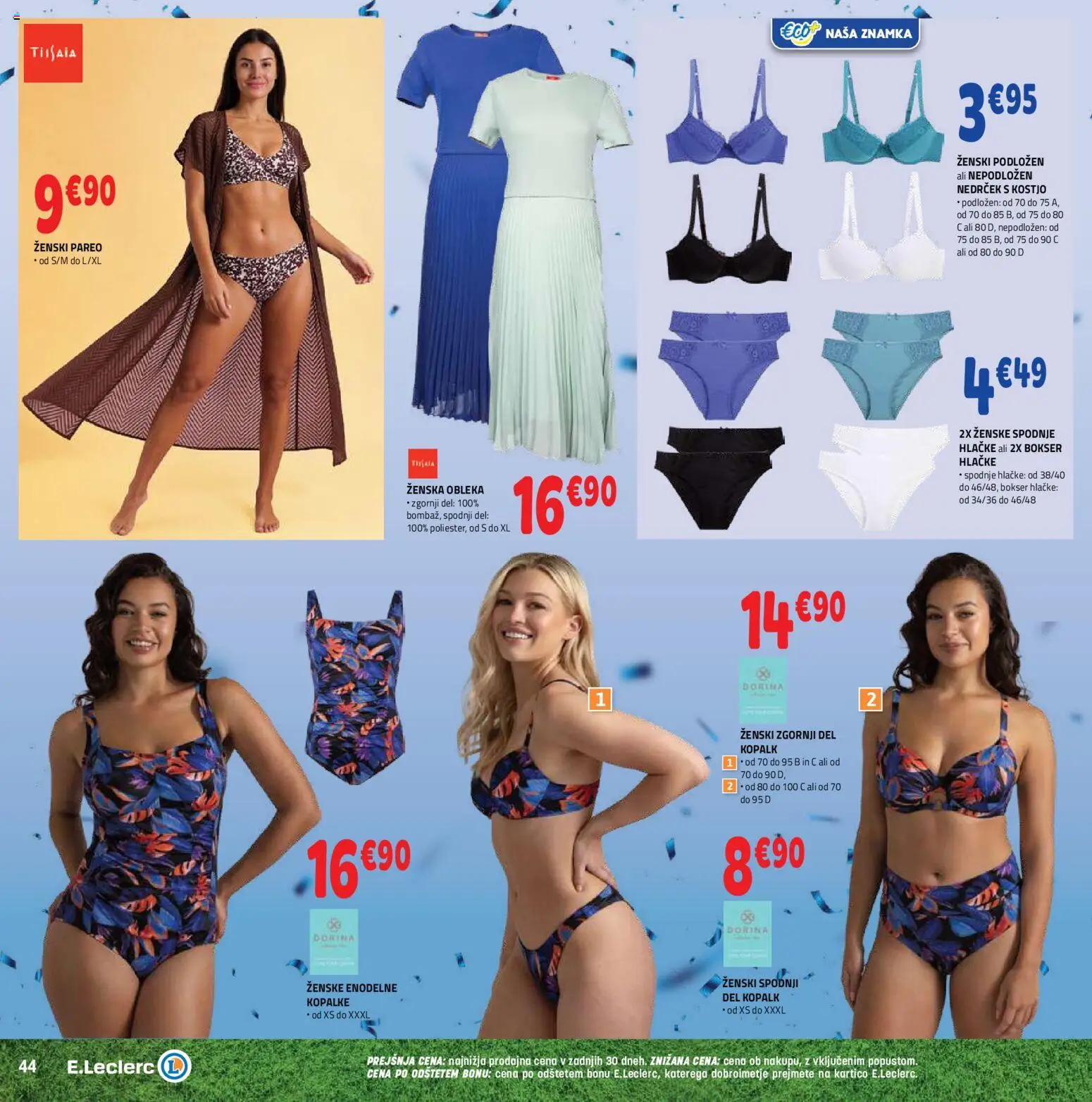 Novi E.leclerc katalog ponudbe – veljaven od 10.06.2026 | Stran: 44 | Izdelki: Kopalke, Obleka