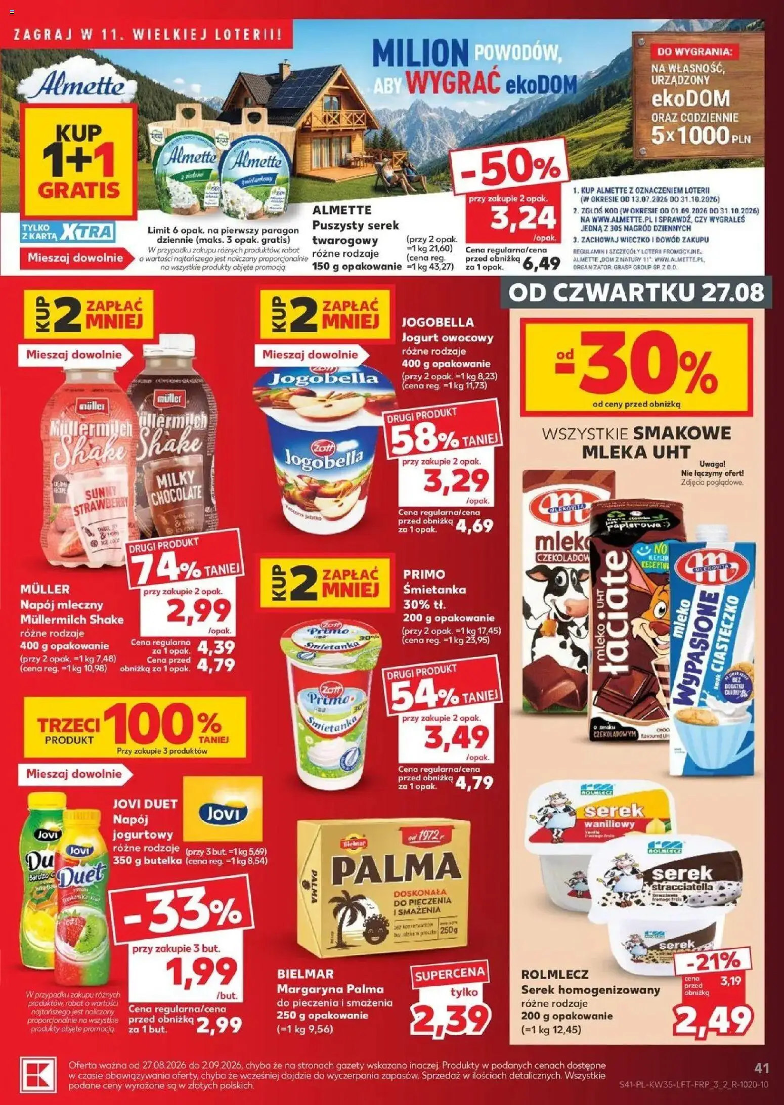 Kaufland gazetka od 27.08.2026 - od jutra PDF | Strona: 41 | Produkty: Mleka, Jogurt owocowy, Margaryna, Mleko