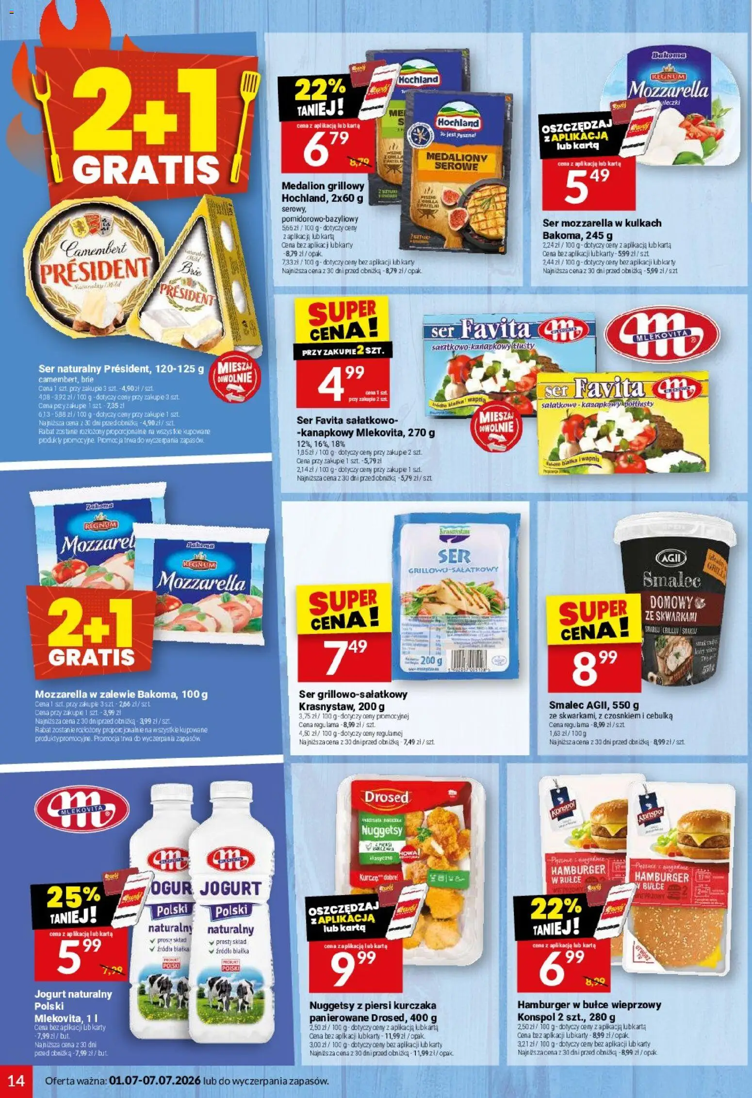 Twój Market gazetka od 01.07.2026 | Strona: 14 | Produkty: Karta, Ser favita, Hamburger, Ser