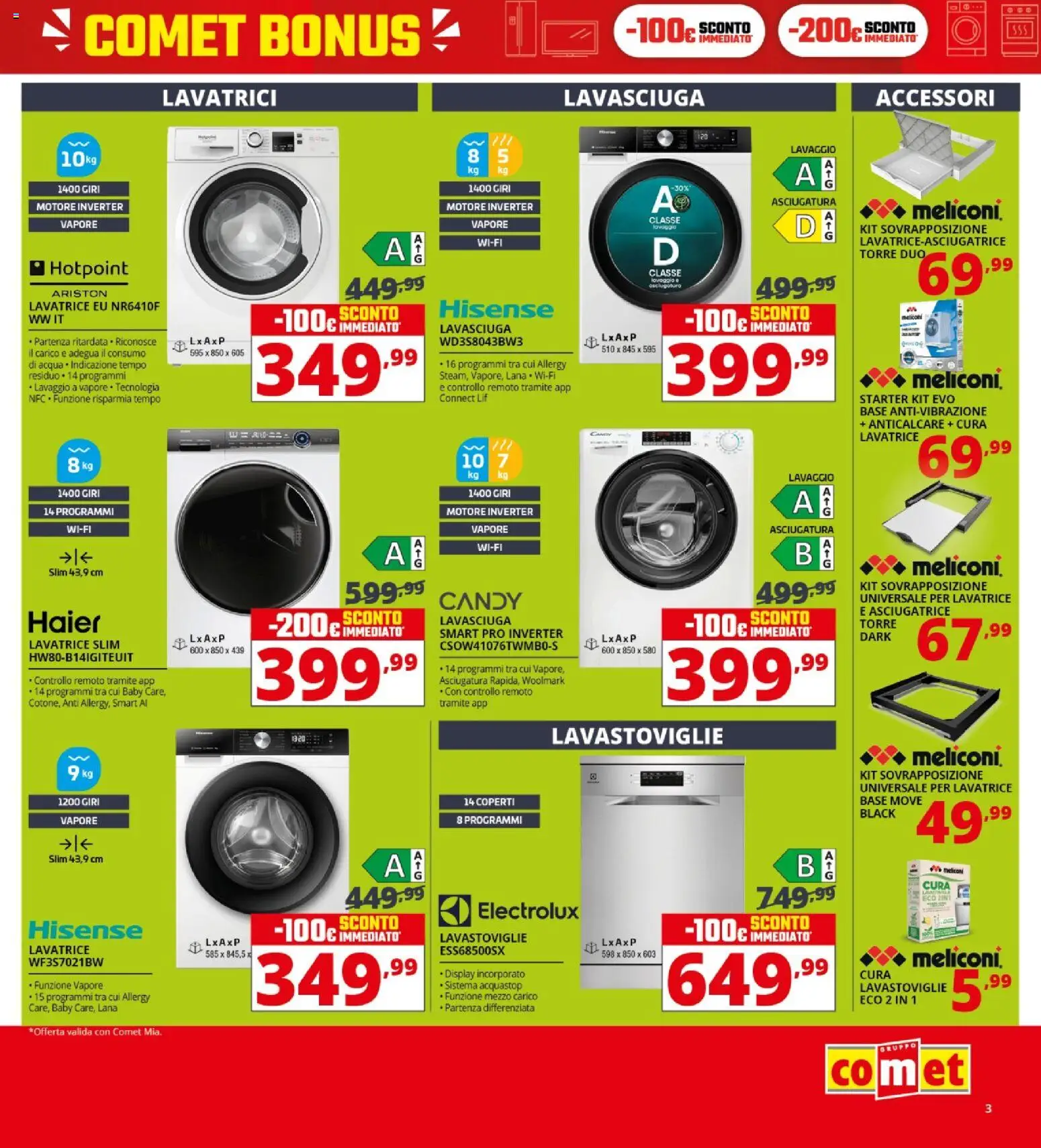 Volantino Comet del 05.03.2026 | Pagina: 3 | Prodotti: Anticalcare, Lavatrice, Asciugatrice, Lavastoviglie