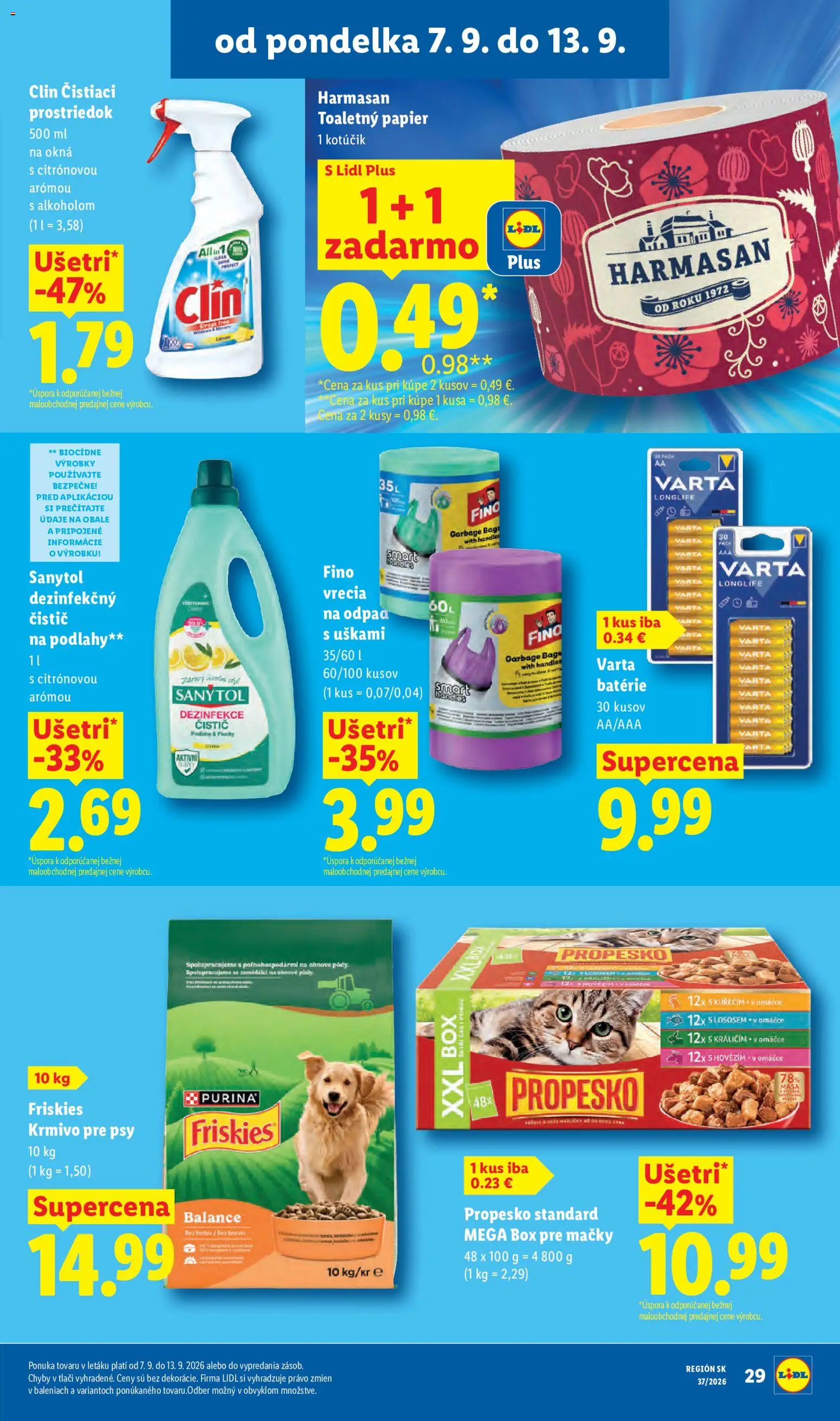 Nové Lidl akcie – leták je platný od 07.09.2026 | Strana: 33 | Produkty: Sanytol, Batérie, Toaletný papier, Čistiaci prostriedok