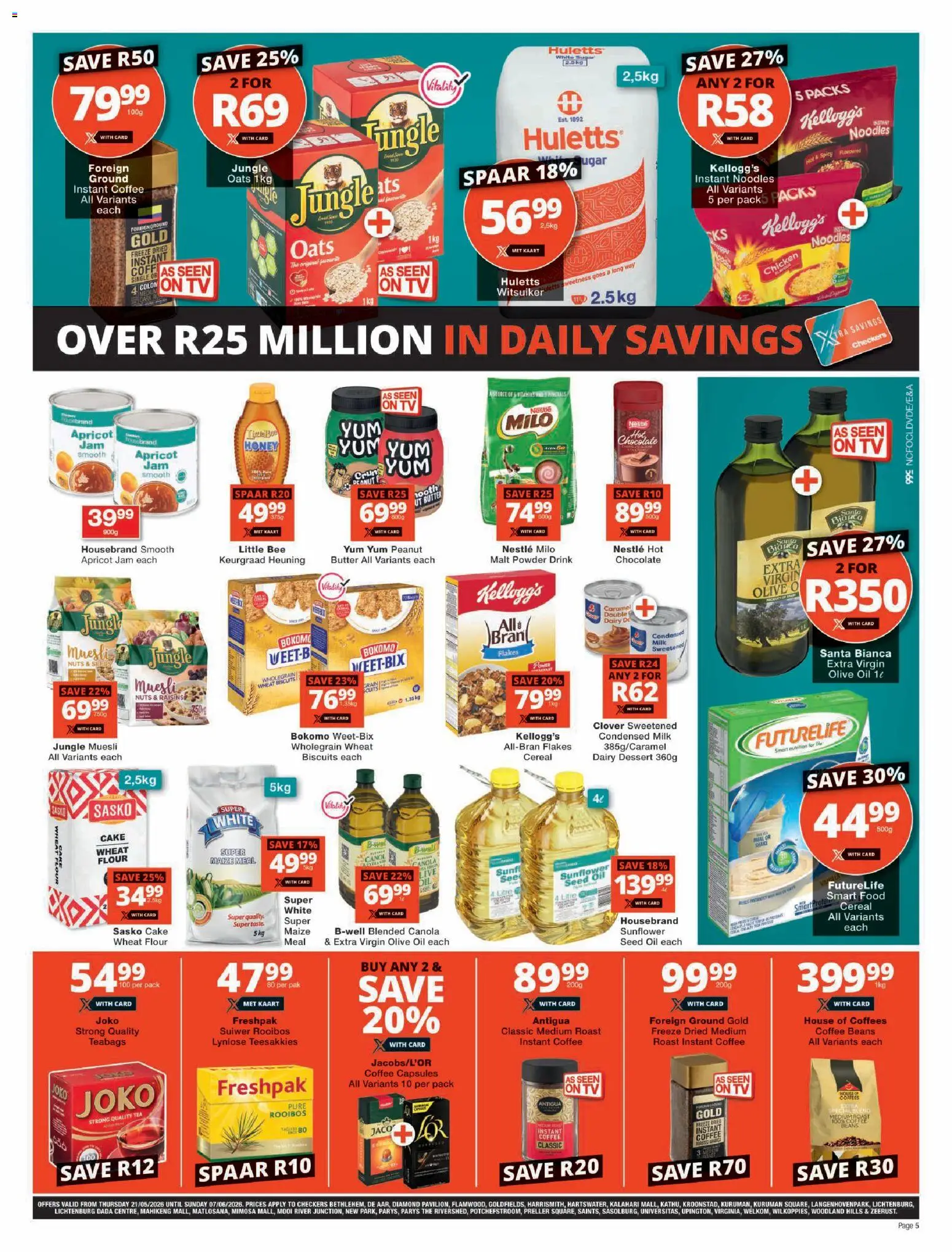New Checkers catalogue – valid from 21.05.2026 | Page: 5 | Products: Butter, Condensed milk, Powder, Raisins