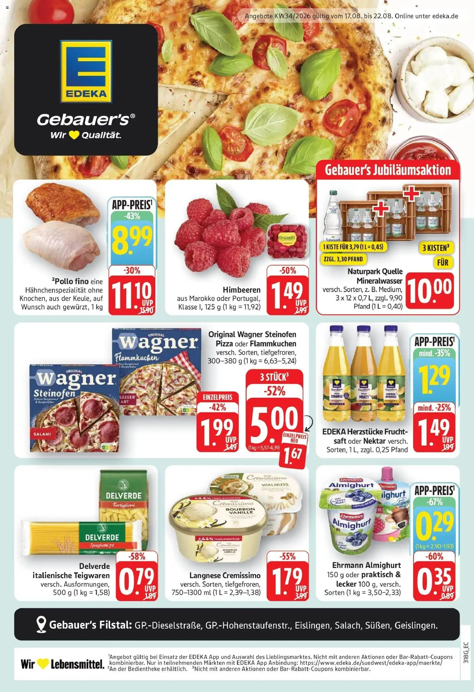 Edeka Prospekt Göppingen (ab 17.08.2026) » Angebote Online | Seite: 1 | Produkte: Langnese, Mineralwasser, Creme, Bourbon