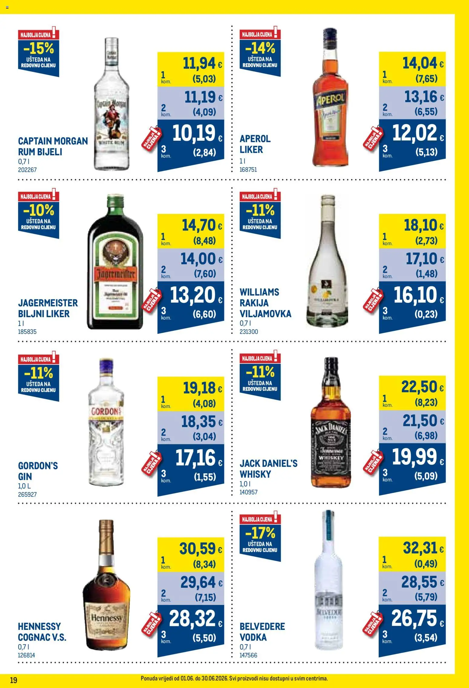 Metro katalog | vrijedi od 01.06.2026 | Stranica: 19 | Proizvodi: Jägermeister, Whisky, Aperol, Rum