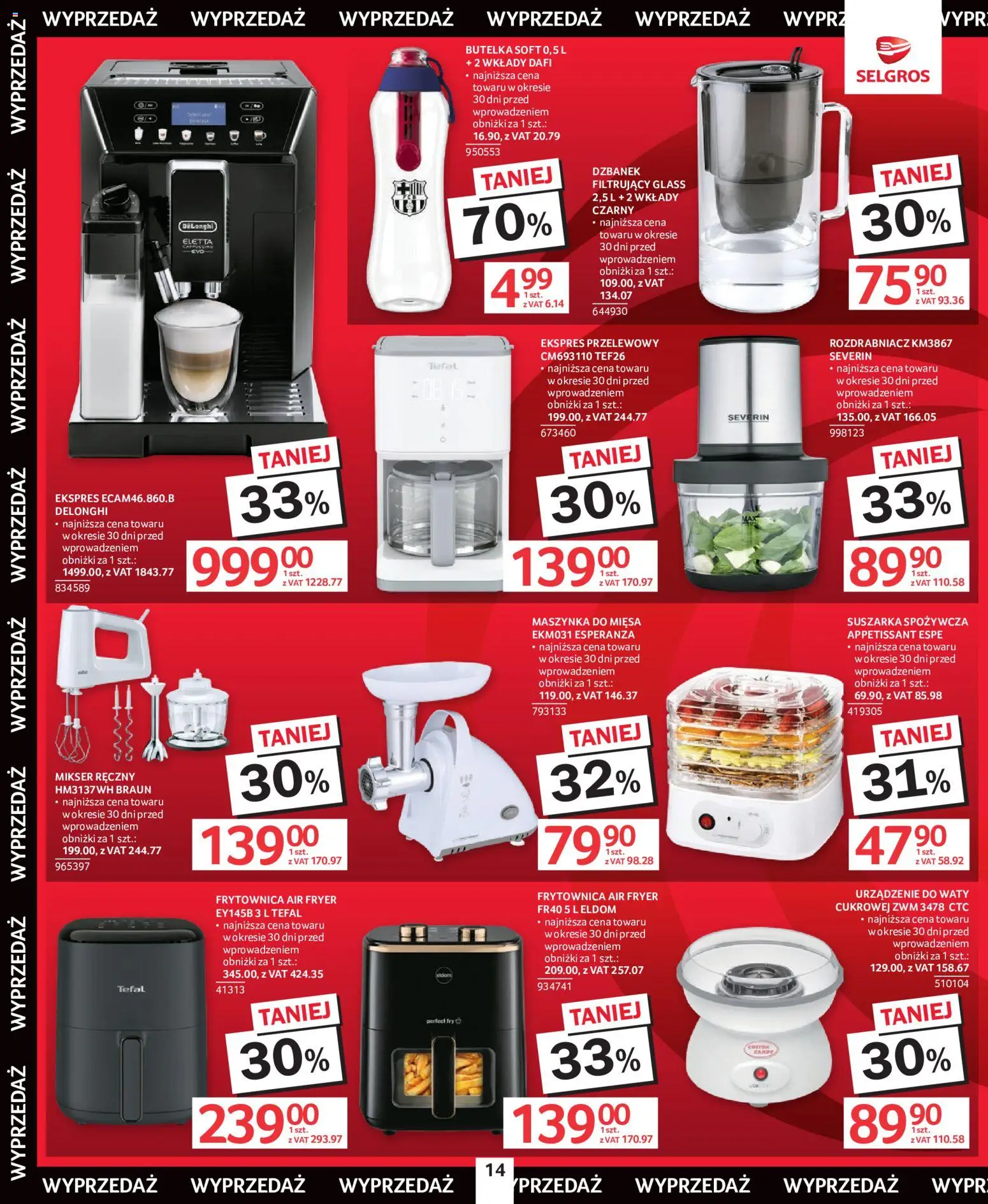 Selgros cash&carry gazetka - Totalna Wyprzedaż od 02.07.2026 | Strona: 14 | Produkty: Dzbanek, Suszarka, Mikser, Dzbanek filtrujący