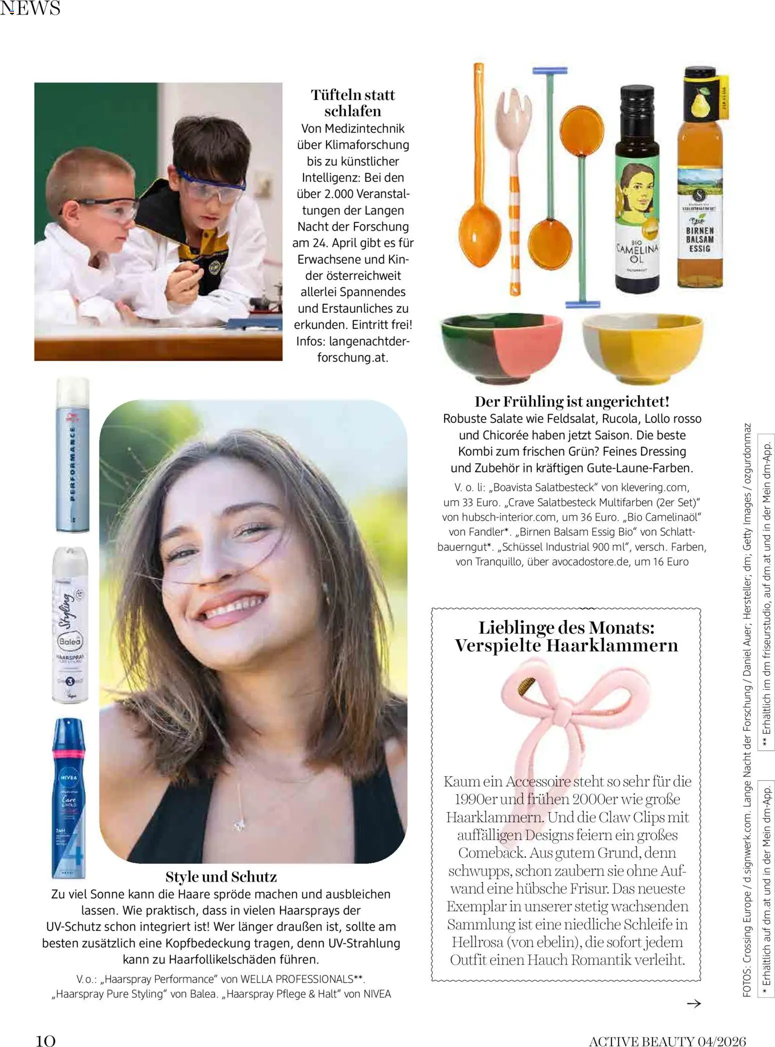 dm drogerie markt Active Beauty Magazin 04/2026 gültig ab 01.04.2026 | Seite: 10 | Produkte: Haarspray